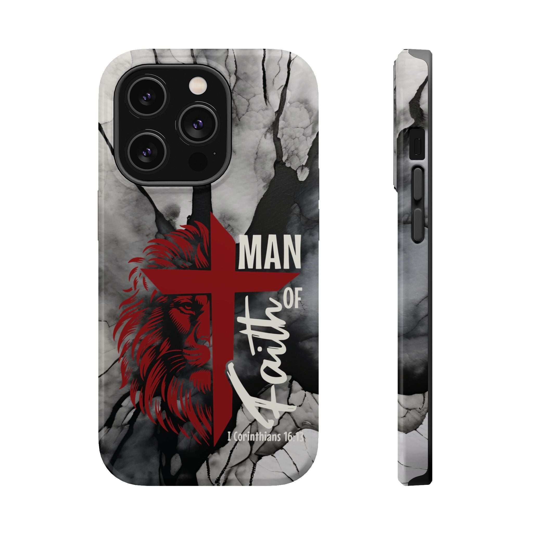 Man of Faith- Magnetic Tough Phone Case - Bible Verse (Red Lion) - (Fits Samsung & Apple) - Sacred Stylz
