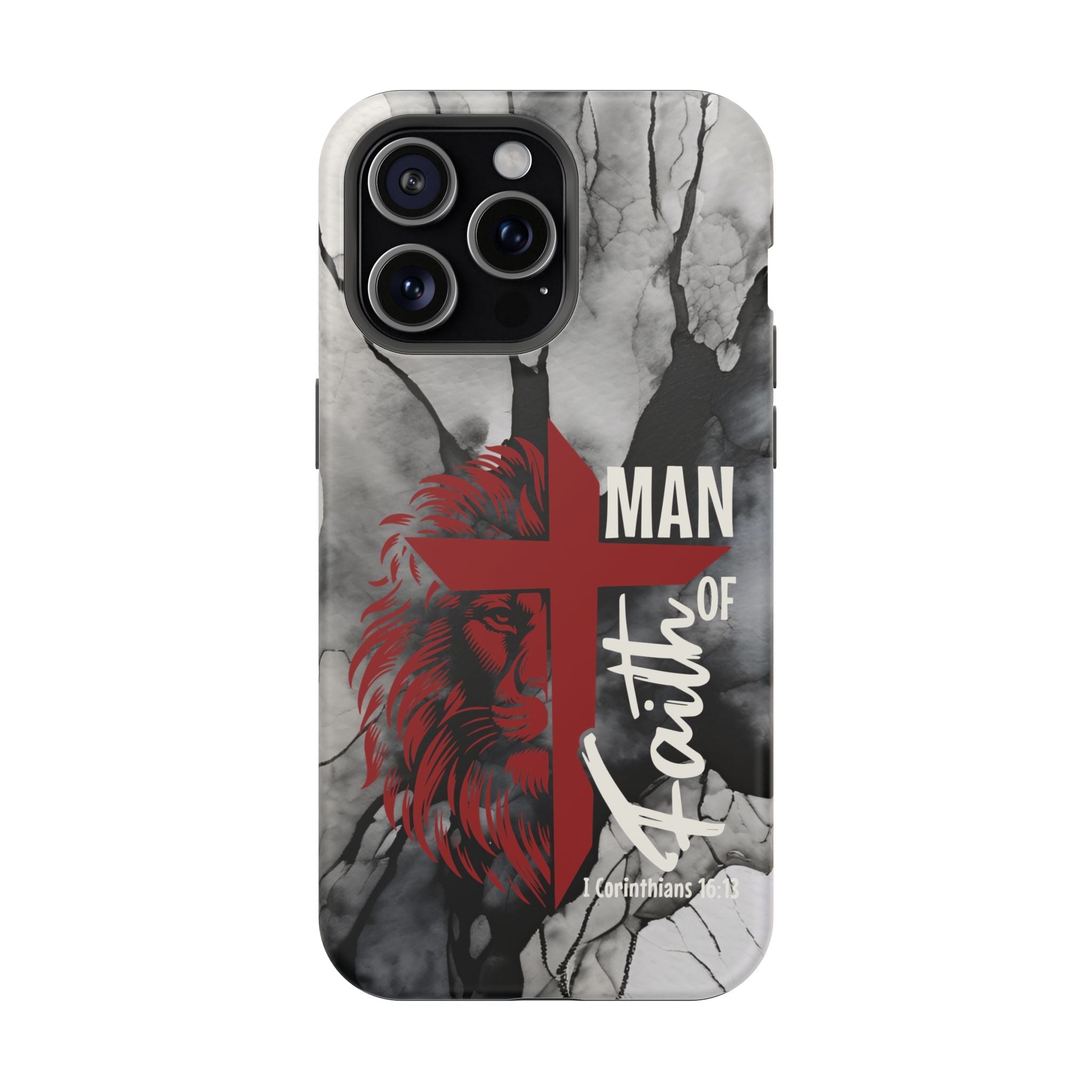 Man of Faith- Magnetic Tough Phone Case - Bible Verse (Red Lion) - (Fits Samsung & Apple) - Sacred Stylz