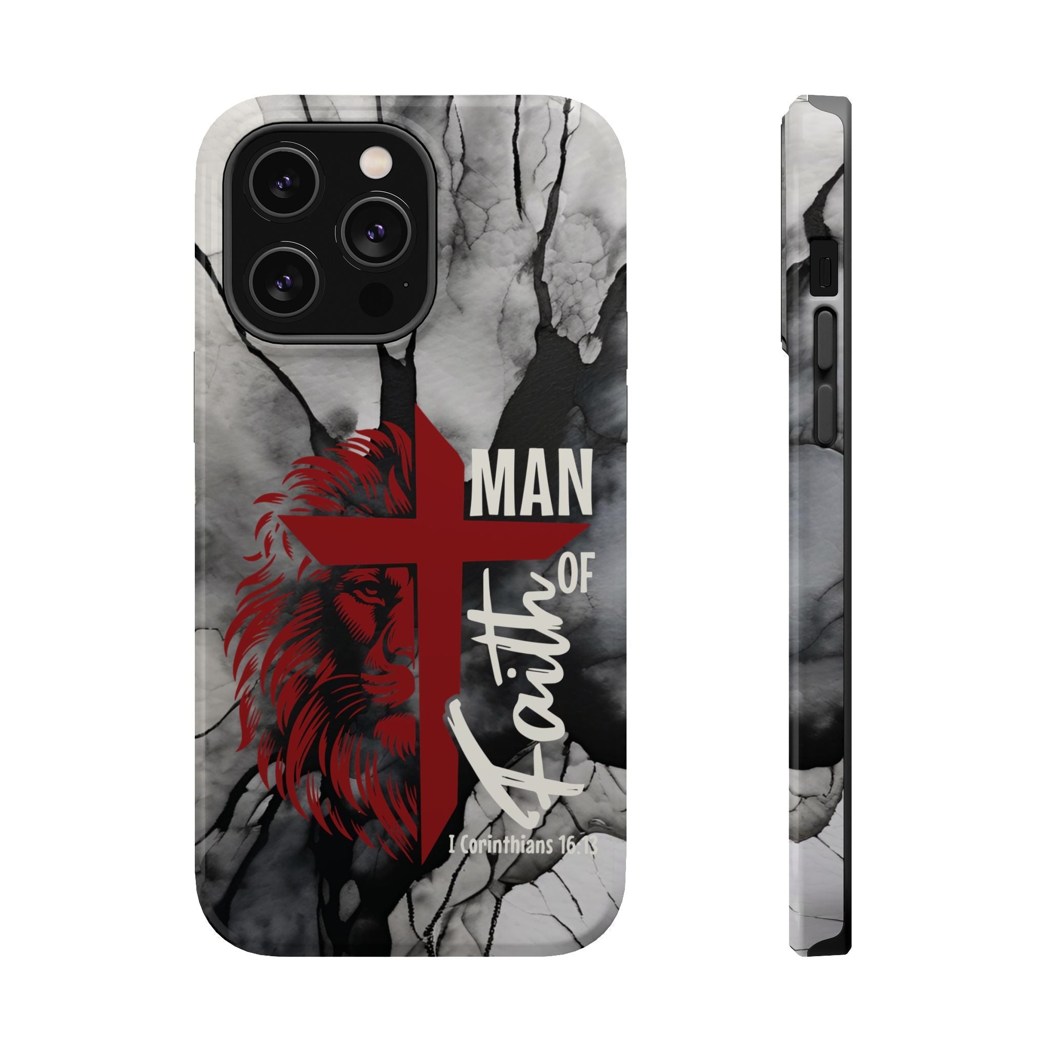 Man of Faith- Magnetic Tough Phone Case - Bible Verse (Red Lion) - (Fits Samsung & Apple) - Sacred Stylz