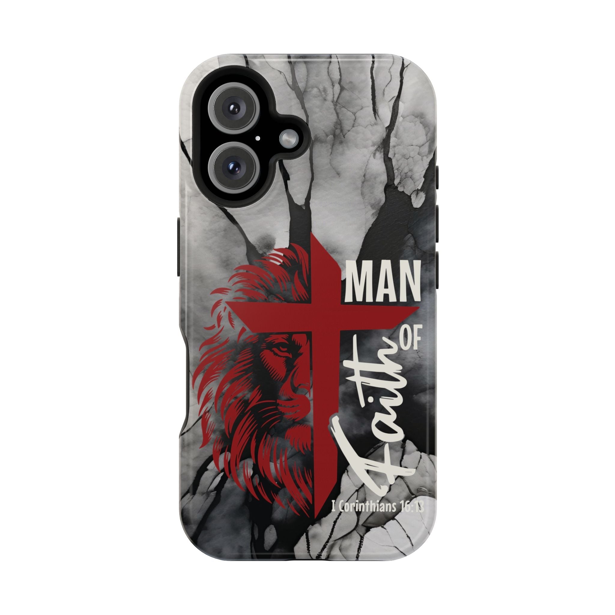 Man of Faith- Magnetic Tough Phone Case - Bible Verse (Red Lion) - (Fits Samsung & Apple) - Sacred Stylz