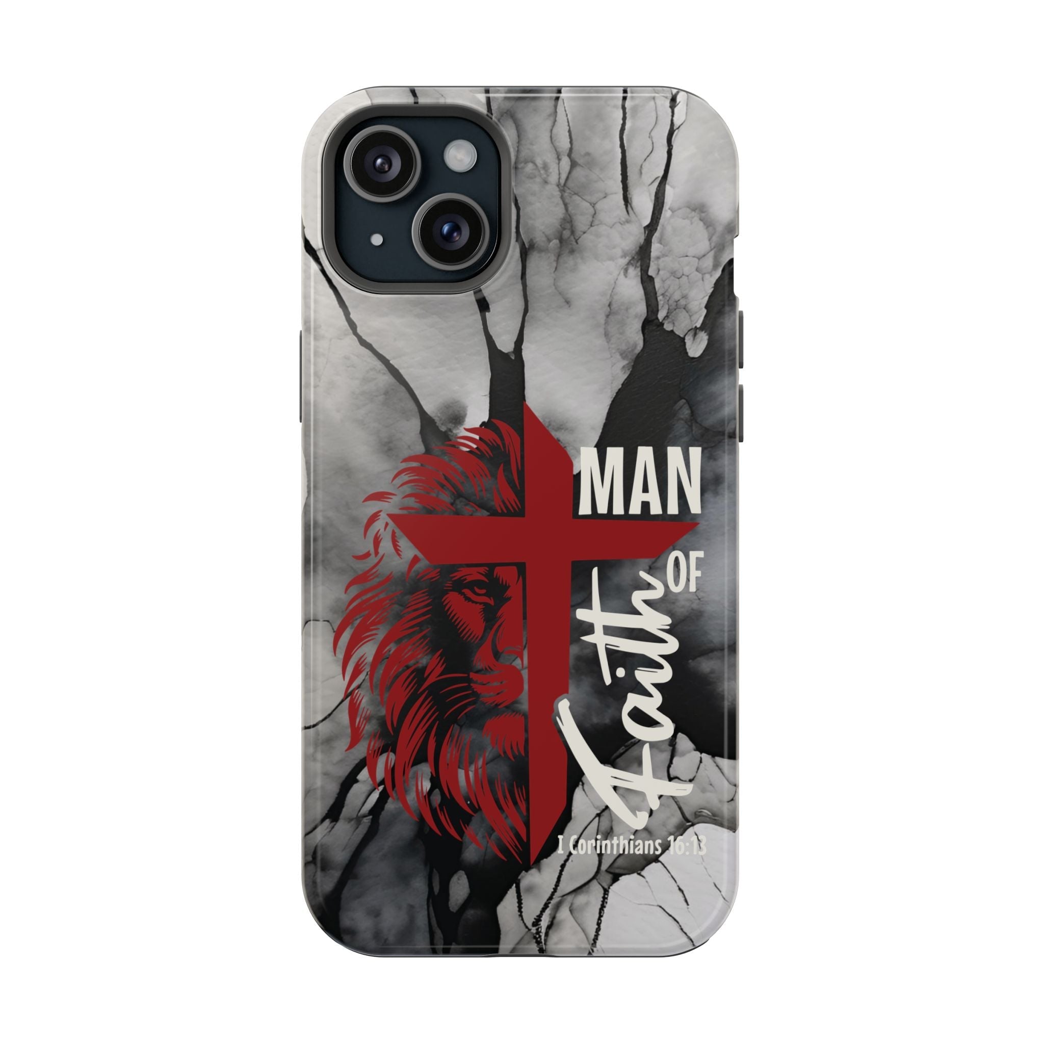 Man of Faith- Magnetic Tough Phone Case - Bible Verse (Red Lion) - (Fits Samsung & Apple) - Sacred Stylz