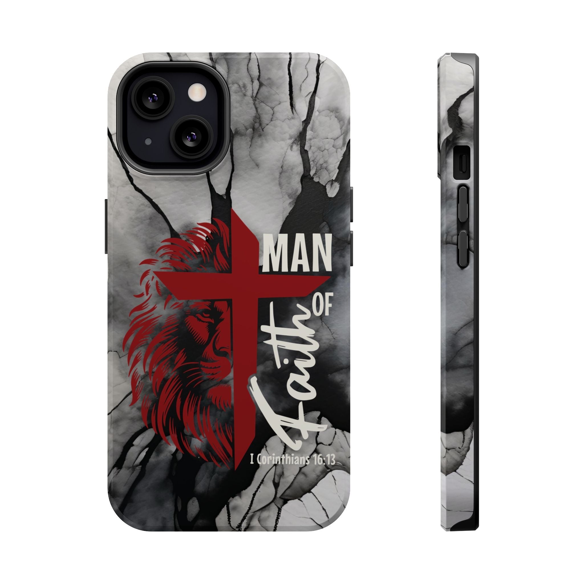 Man of Faith- Magnetic Tough Phone Case - Bible Verse (Red Lion) - (Fits Samsung & Apple) - Sacred Stylz