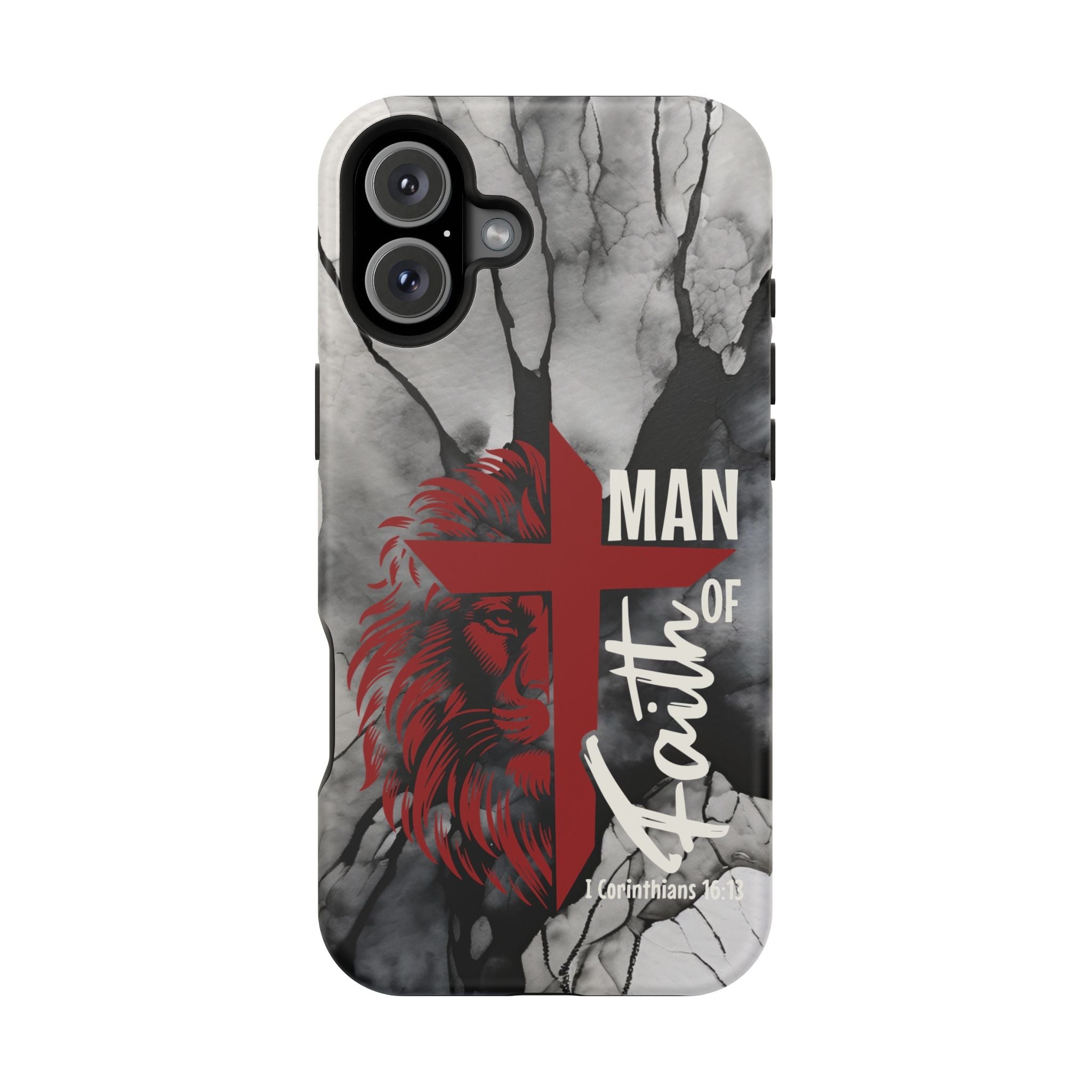 Man of Faith- Magnetic Tough Phone Case - Bible Verse (Red Lion) - (Fits Samsung & Apple) - Sacred Stylz