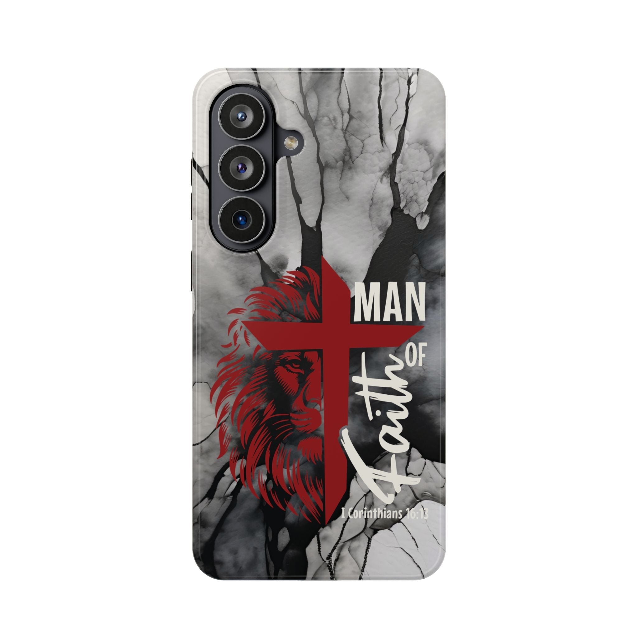 Man of Faith- Magnetic Tough Phone Case - Bible Verse (Red Lion) - (Fits Samsung & Apple) - Sacred Stylz