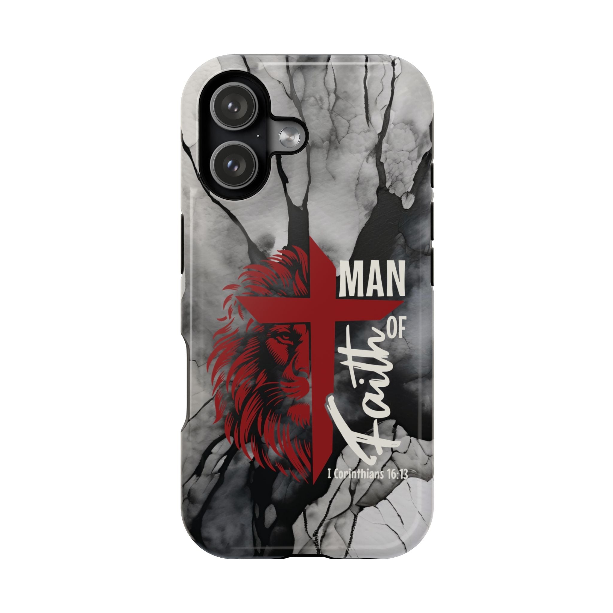 Man of Faith- Magnetic Tough Phone Case - Bible Verse (Red Lion) - (Fits Samsung & Apple) - Sacred Stylz