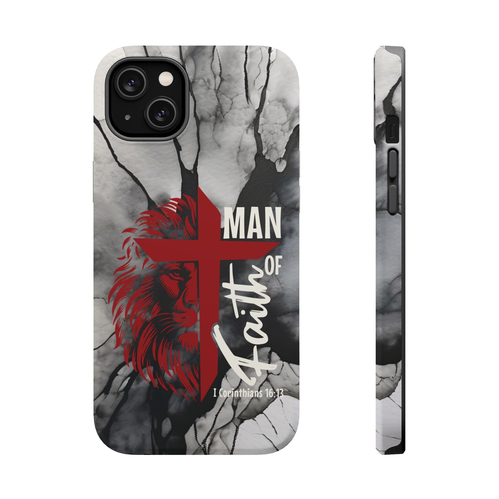 Man of Faith- Magnetic Tough Phone Case - Bible Verse (Red Lion) - (Fits Samsung & Apple) - Sacred Stylz