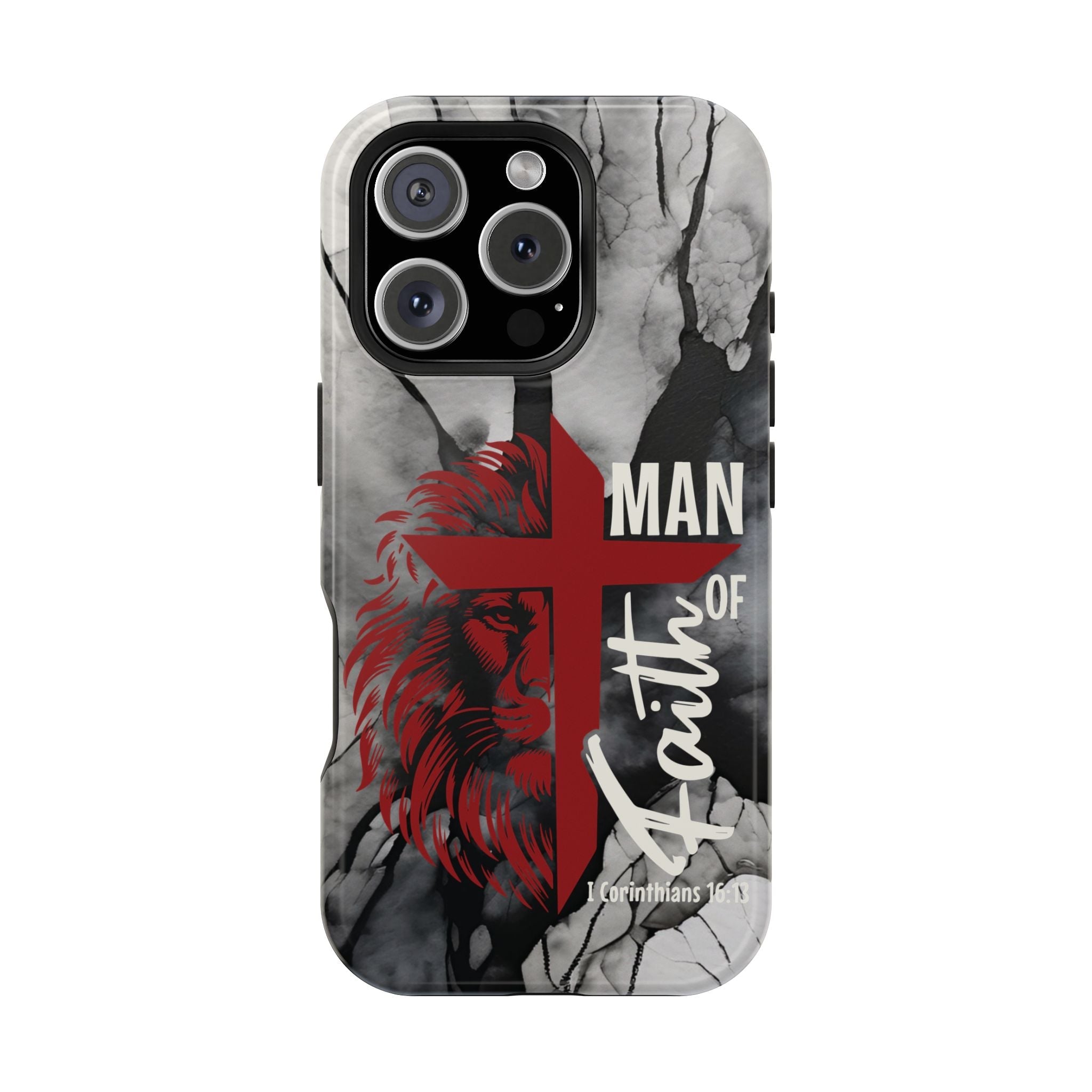 Man of Faith- Magnetic Tough Phone Case - Bible Verse (Red Lion) - (Fits Samsung & Apple) - Sacred Stylz
