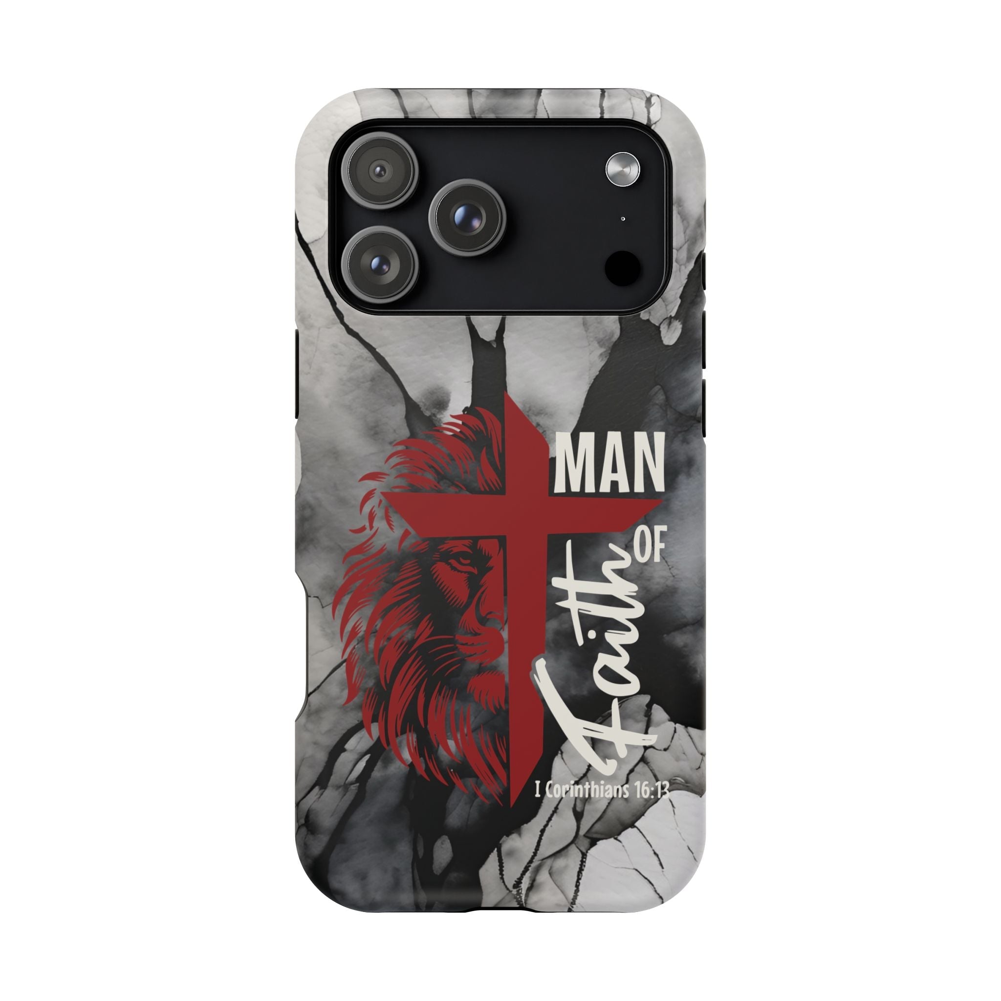 Man of Faith- Magnetic Tough Phone Case - Bible Verse (Red Lion) - (Fits Samsung & Apple) - Sacred Stylz