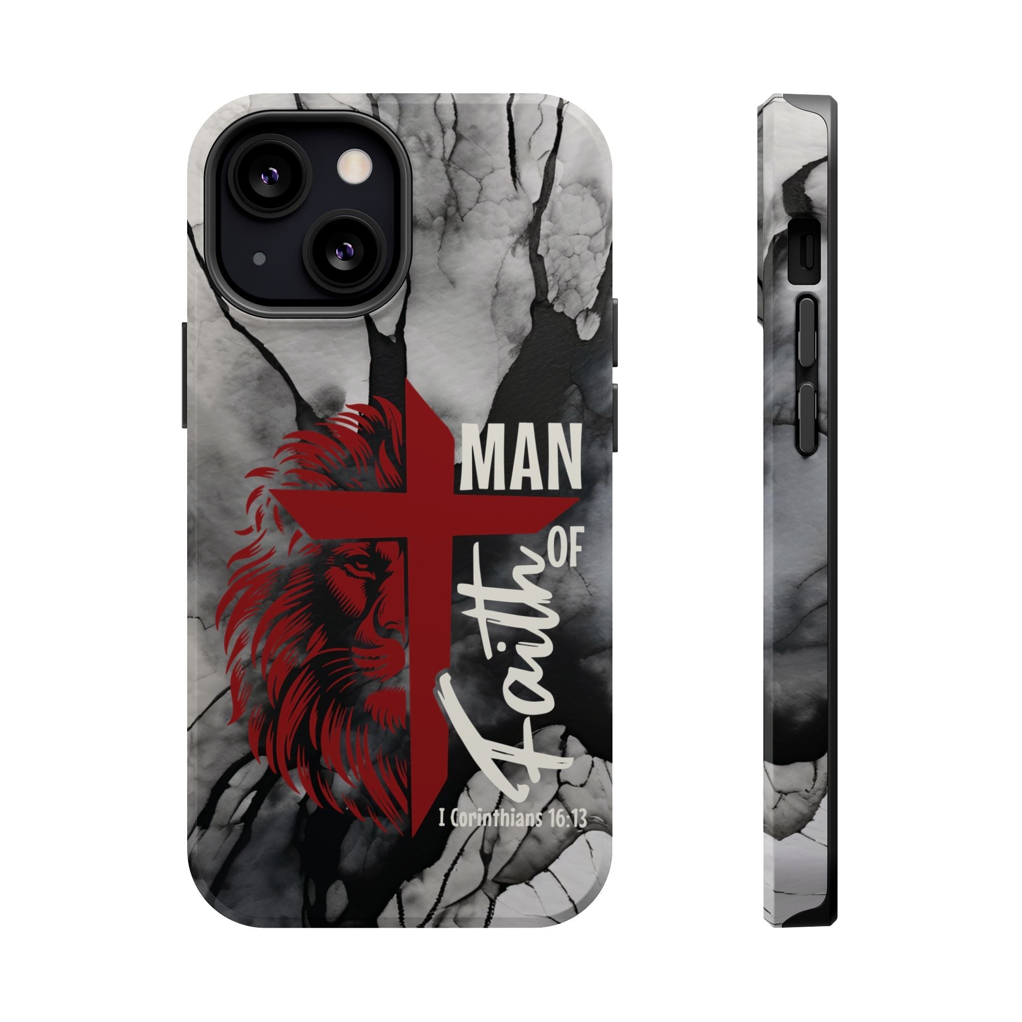 Man of Faith- Magnetic Tough Phone Case - Bible Verse (Red Lion) - (Fits Samsung & Apple) - Sacred Stylz