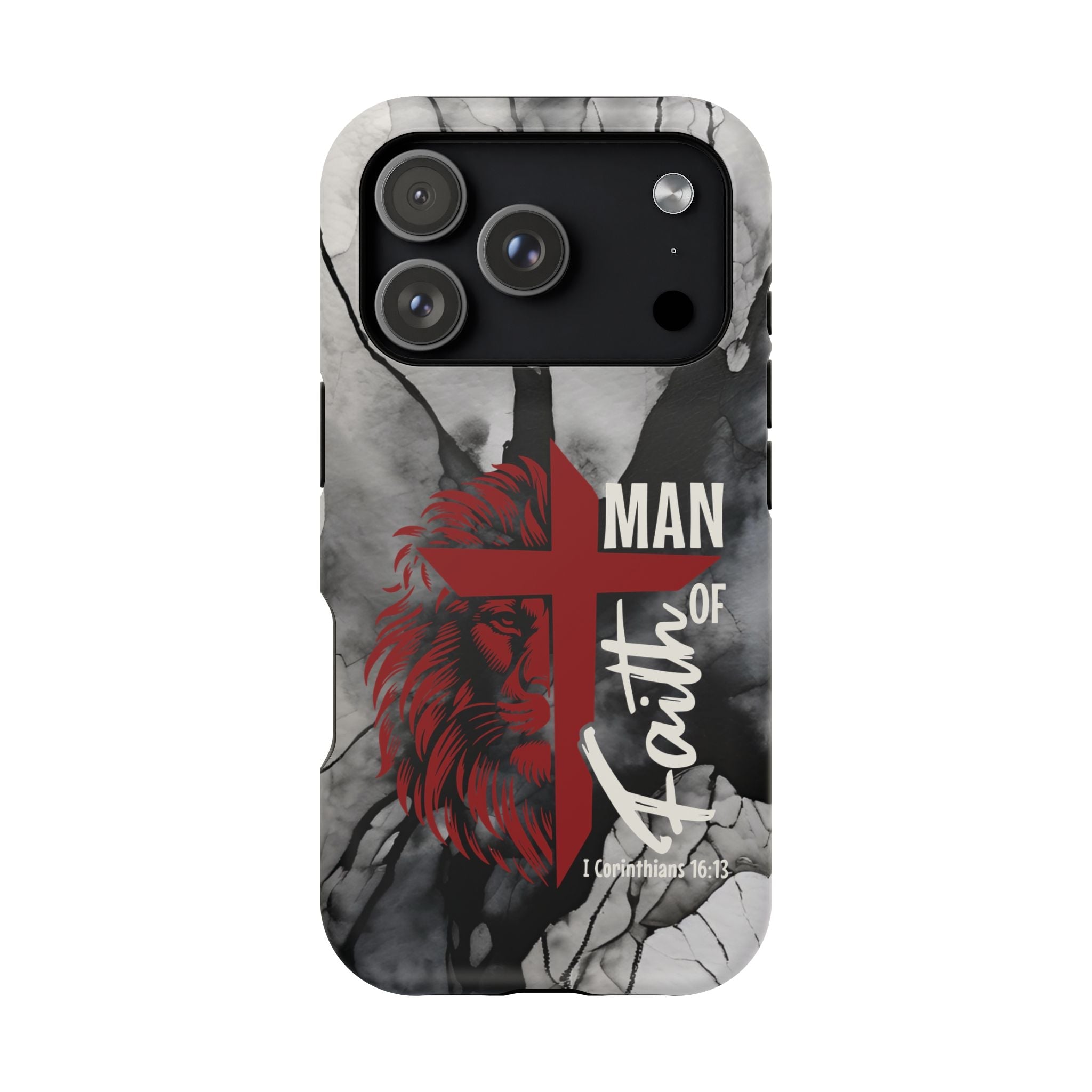 Man of Faith- Magnetic Tough Phone Case - Bible Verse (Red Lion) - (Fits Samsung & Apple) - Sacred Stylz
