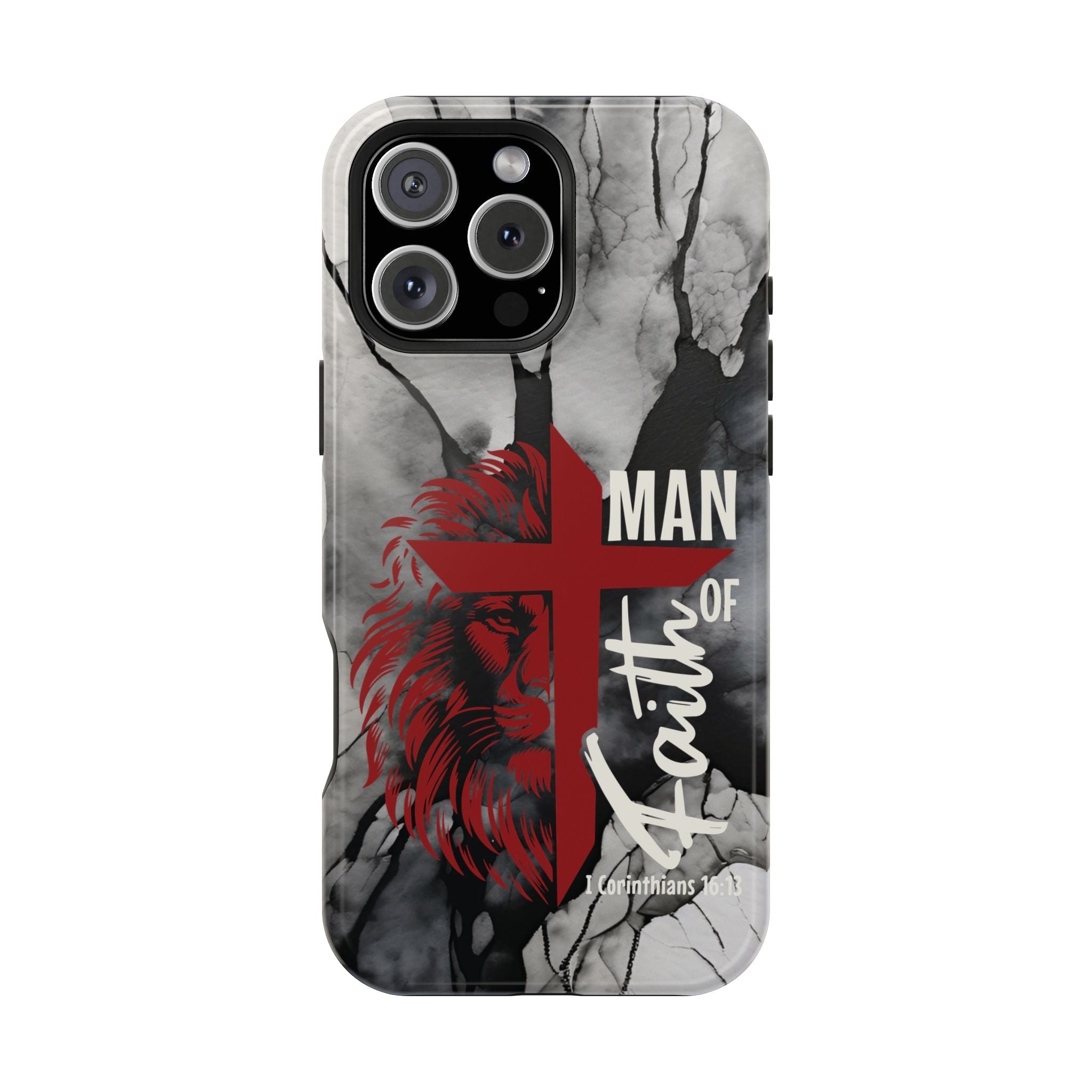 Man of Faith- Magnetic Tough Phone Case - Bible Verse (Red Lion) - (Fits Samsung & Apple) - Sacred Stylz
