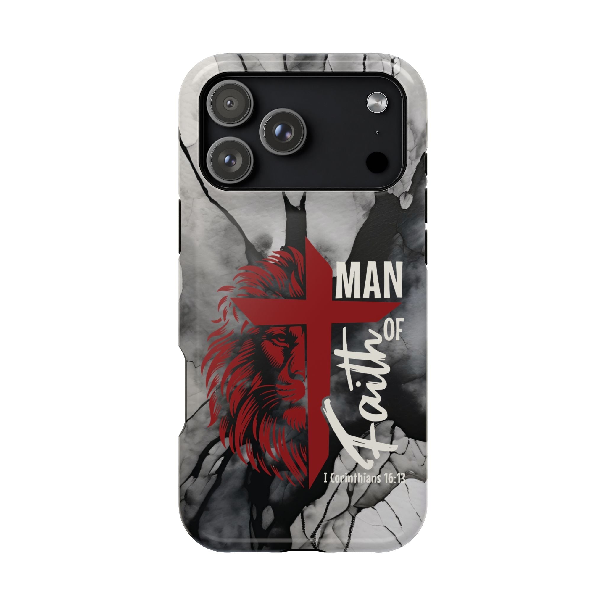 Man of Faith- Magnetic Tough Phone Case - Bible Verse (Red Lion) - (Fits Samsung & Apple) - Sacred Stylz
