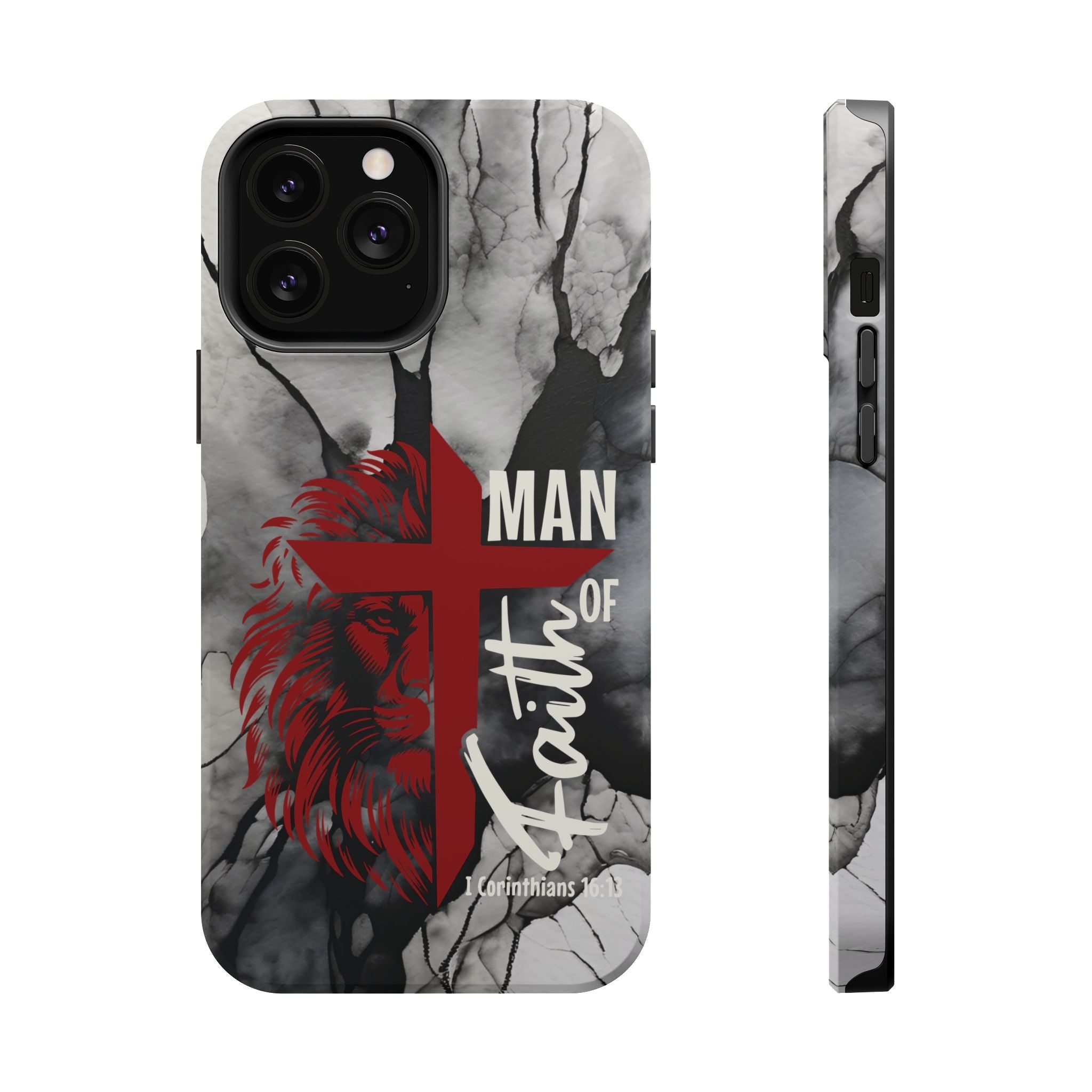 Man of Faith- Magnetic Tough Phone Case - Bible Verse (Red Lion) - (Fits Samsung & Apple) - Sacred Stylz
