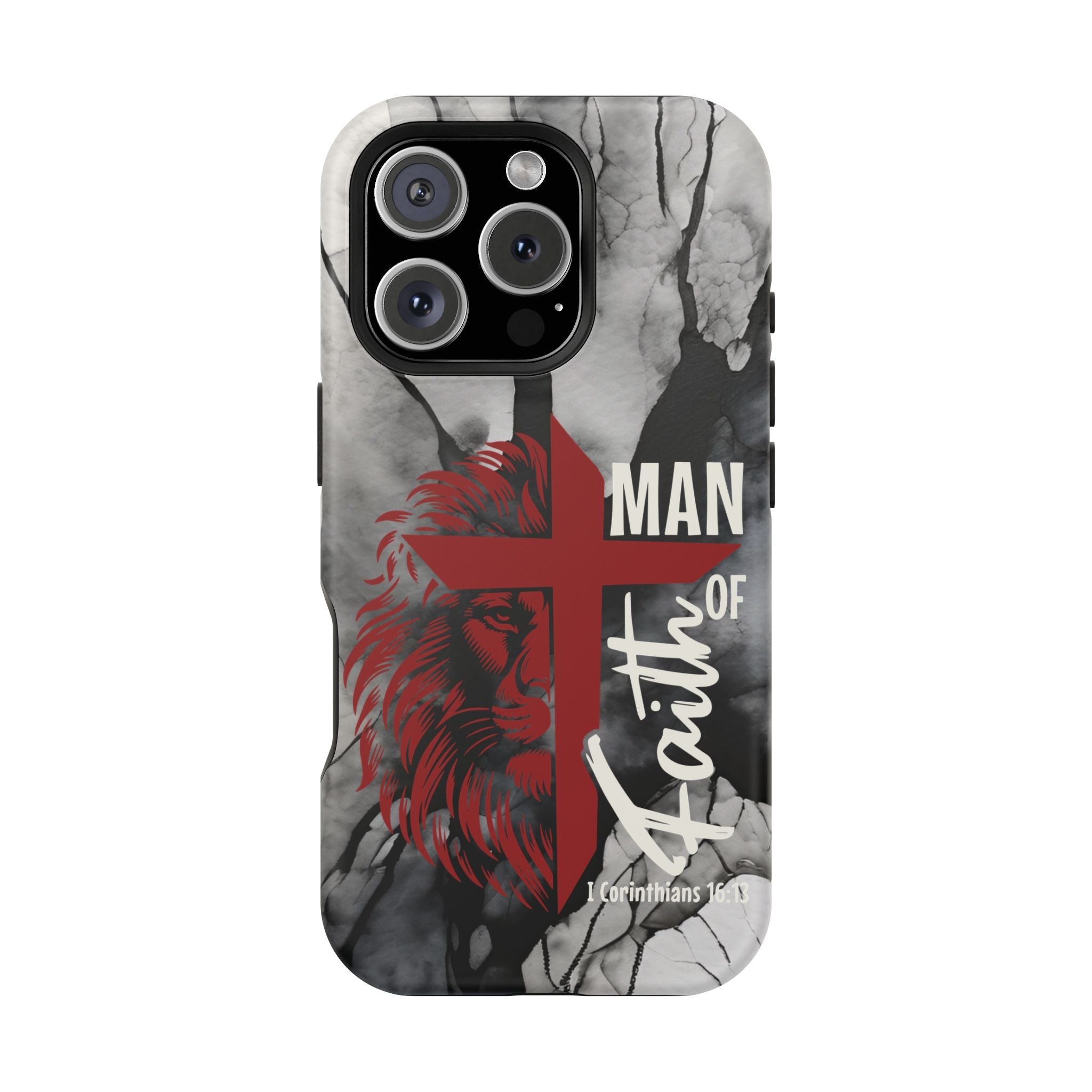 Man of Faith- Magnetic Tough Phone Case - Bible Verse (Red Lion) - (Fits Samsung & Apple) - Sacred Stylz