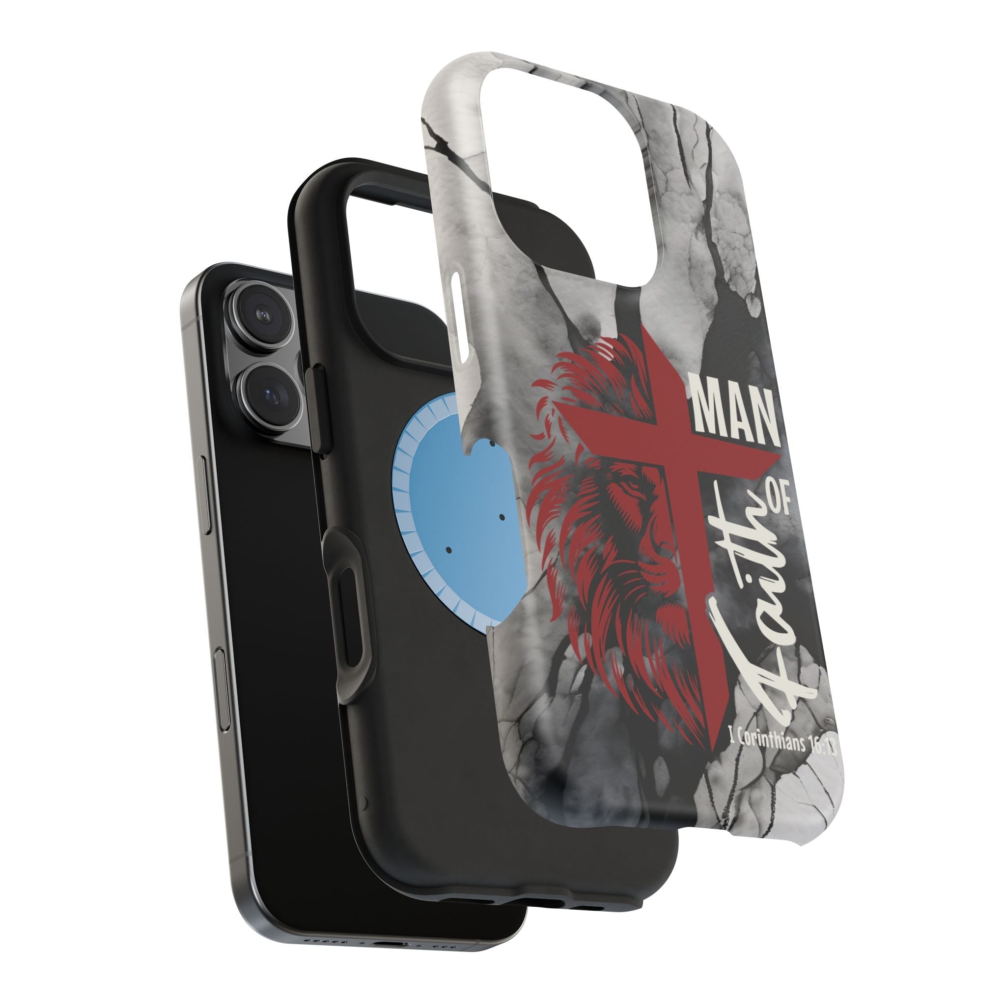 Man of Faith- Magnetic Tough Phone Case - Bible Verse (Red Lion) - (Fits Samsung & Apple) - Sacred Stylz
