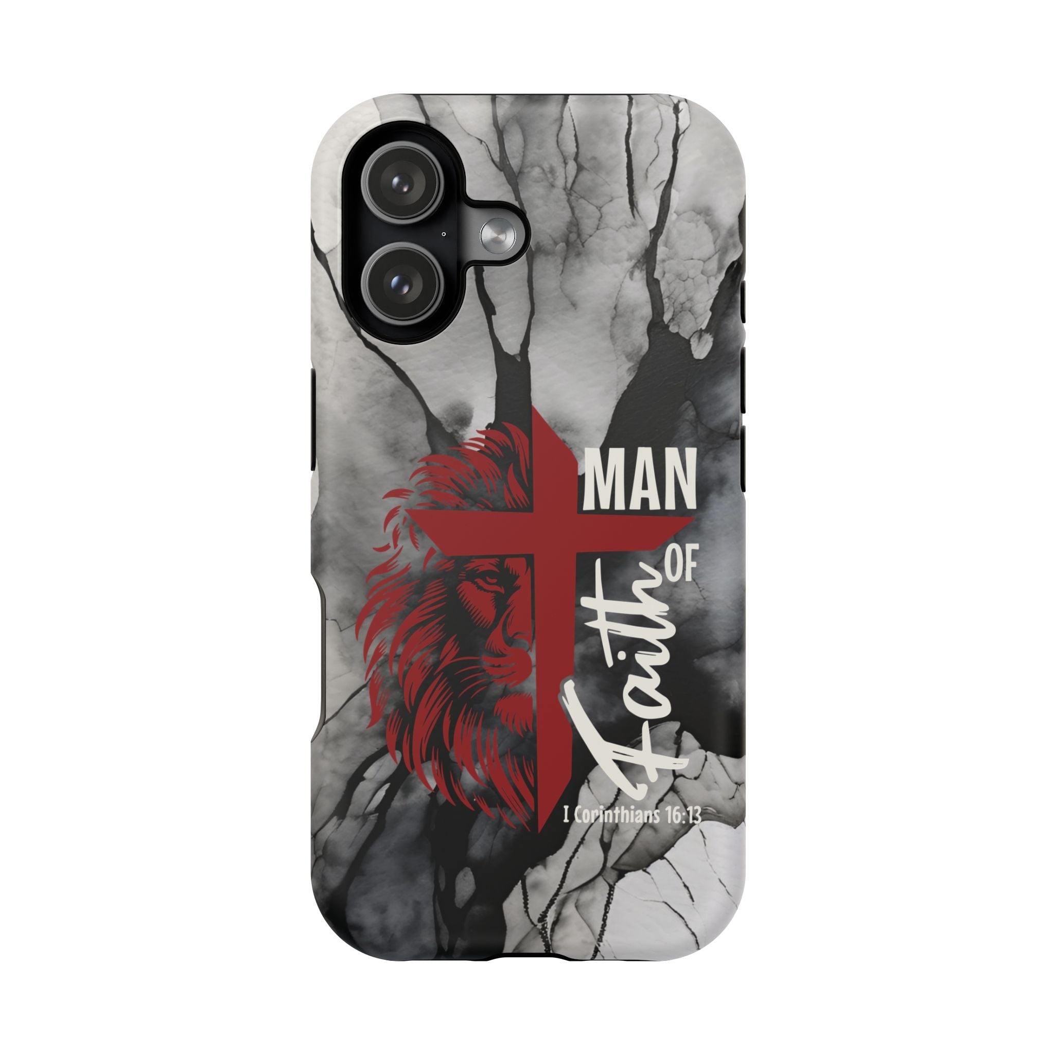 Man of Faith- Magnetic Tough Phone Case - Bible Verse (Red Lion) - (Fits Samsung & Apple) - Sacred Stylz