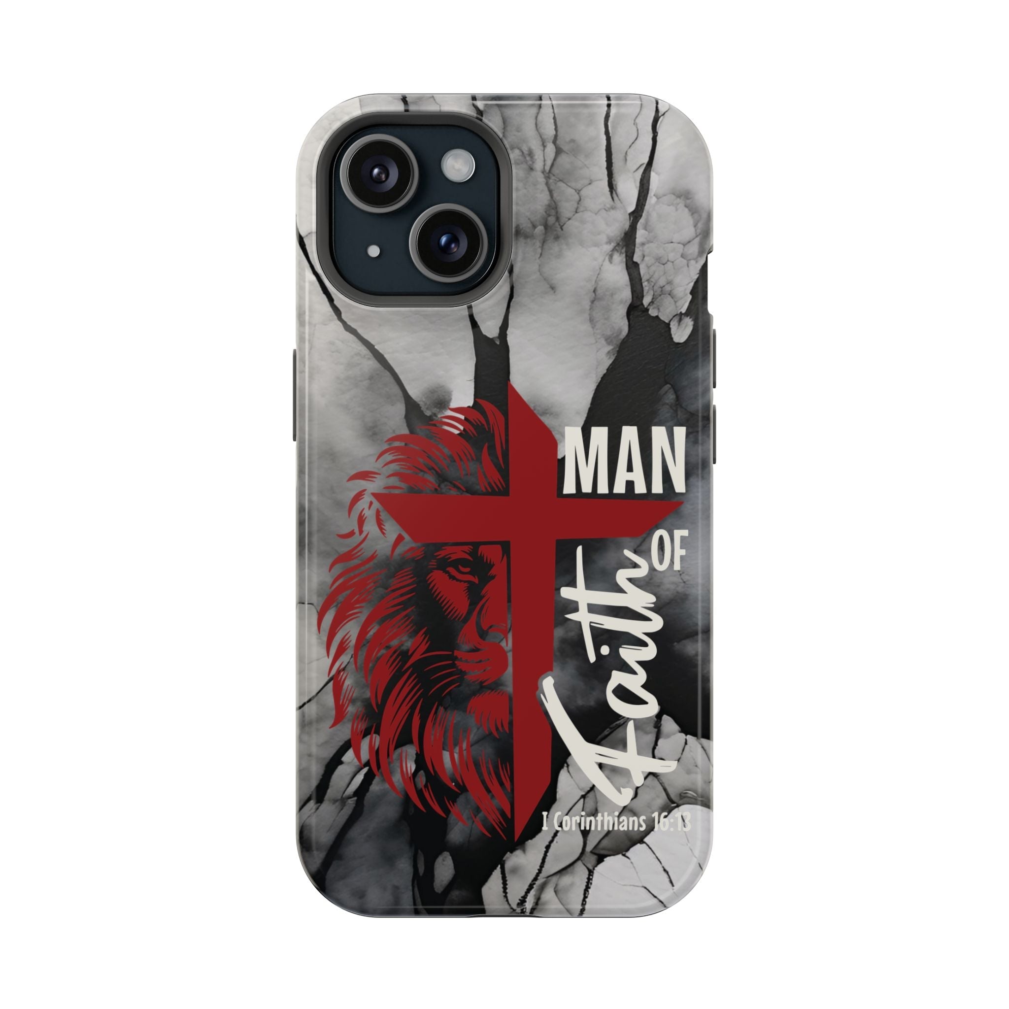 Man of Faith- Magnetic Tough Phone Case - Bible Verse (Red Lion) - (Fits Samsung & Apple) - Sacred Stylz