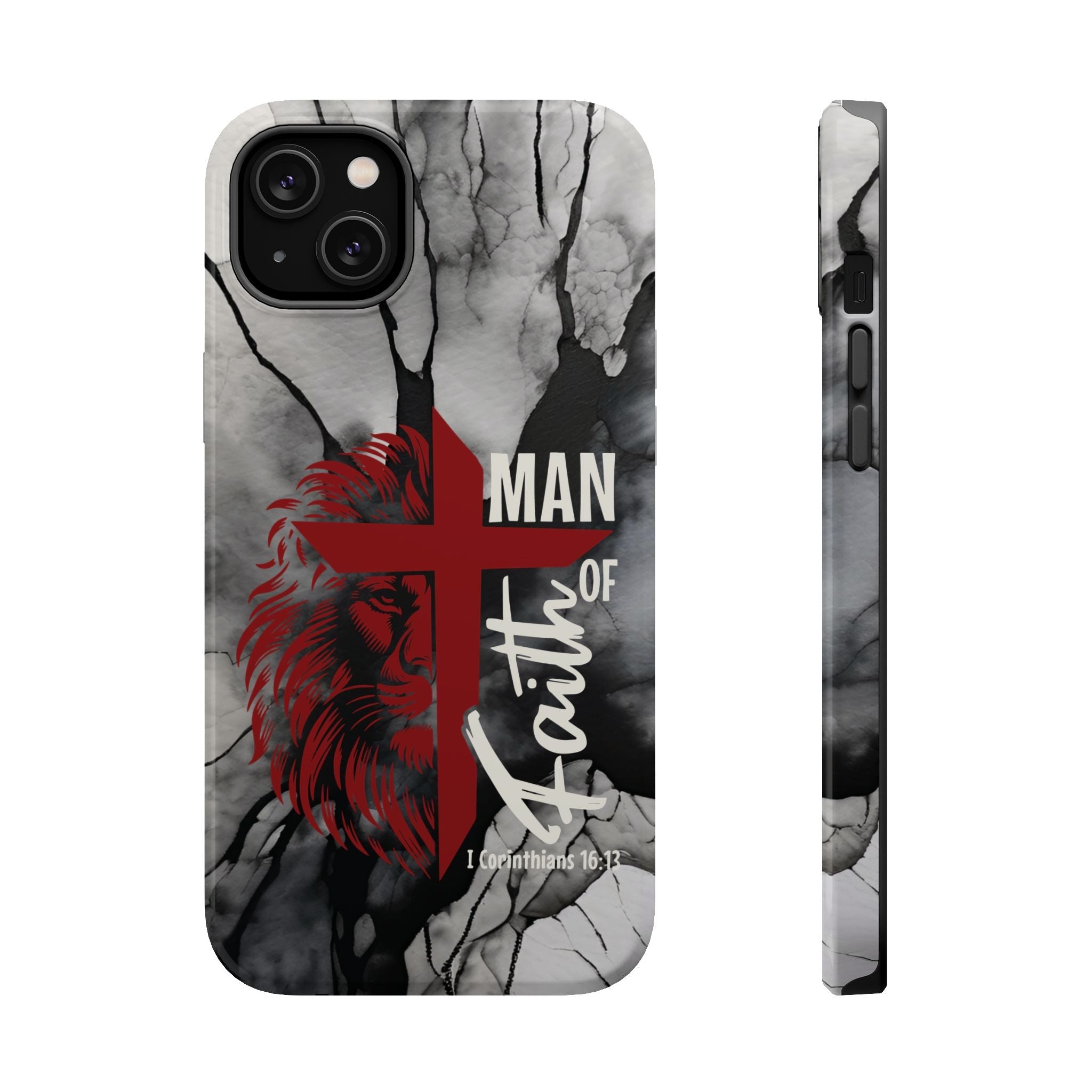 Man of Faith- Magnetic Tough Phone Case - Bible Verse (Red Lion) - (Fits Samsung & Apple) - Sacred Stylz