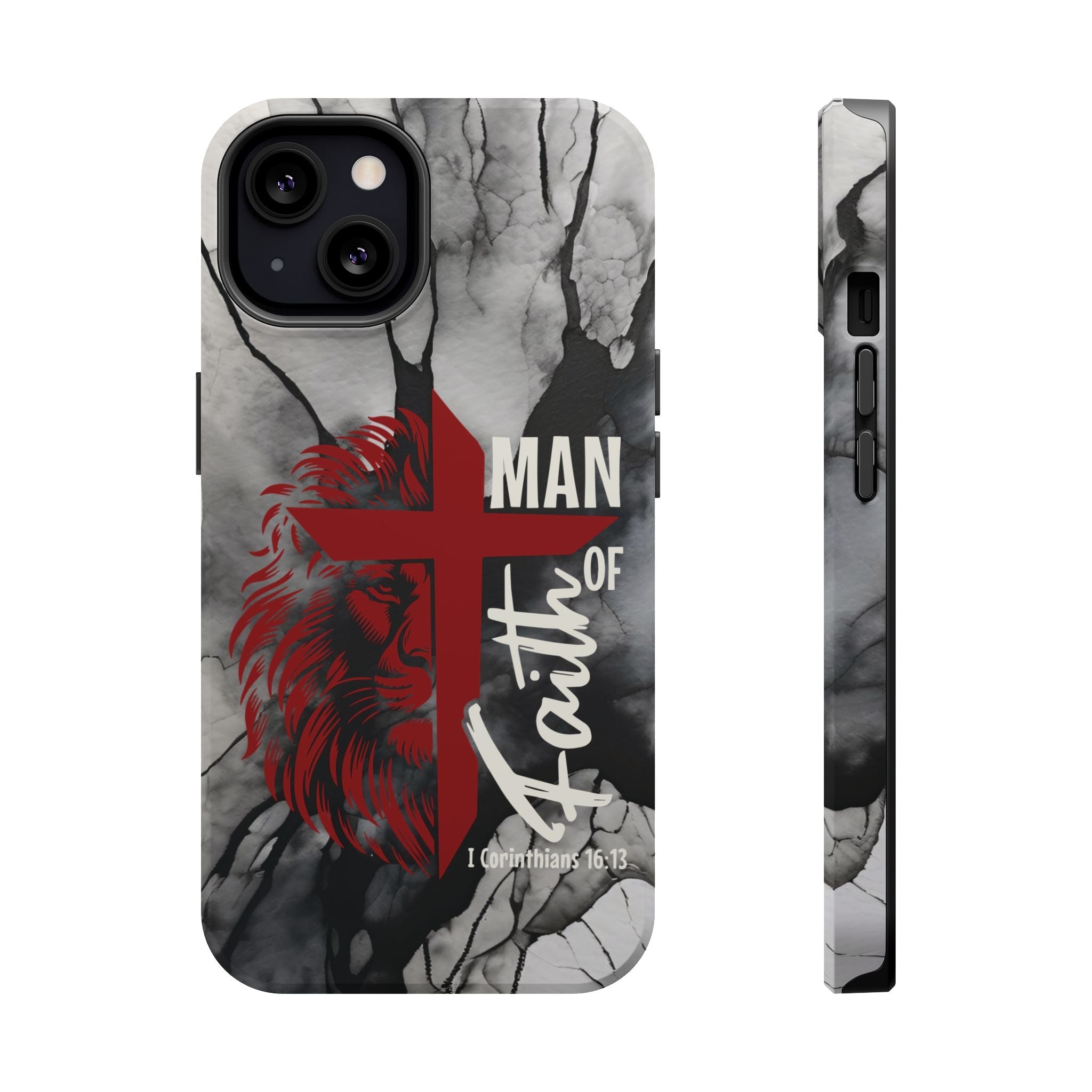 Man of Faith- Magnetic Tough Phone Case - Bible Verse (Red Lion) - (Fits Samsung & Apple) - Sacred Stylz