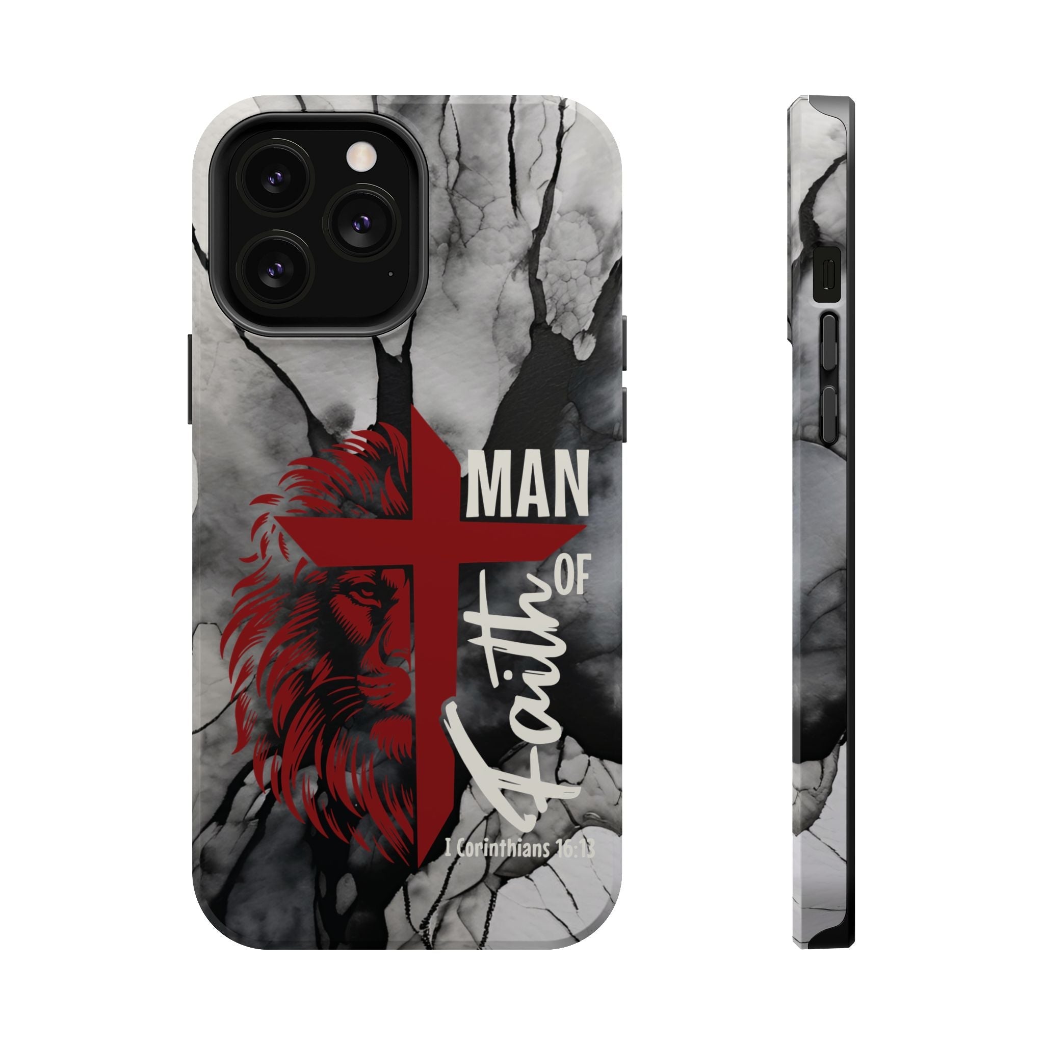 Man of Faith- Magnetic Tough Phone Case - Bible Verse (Red Lion) - (Fits Samsung & Apple) - Sacred Stylz