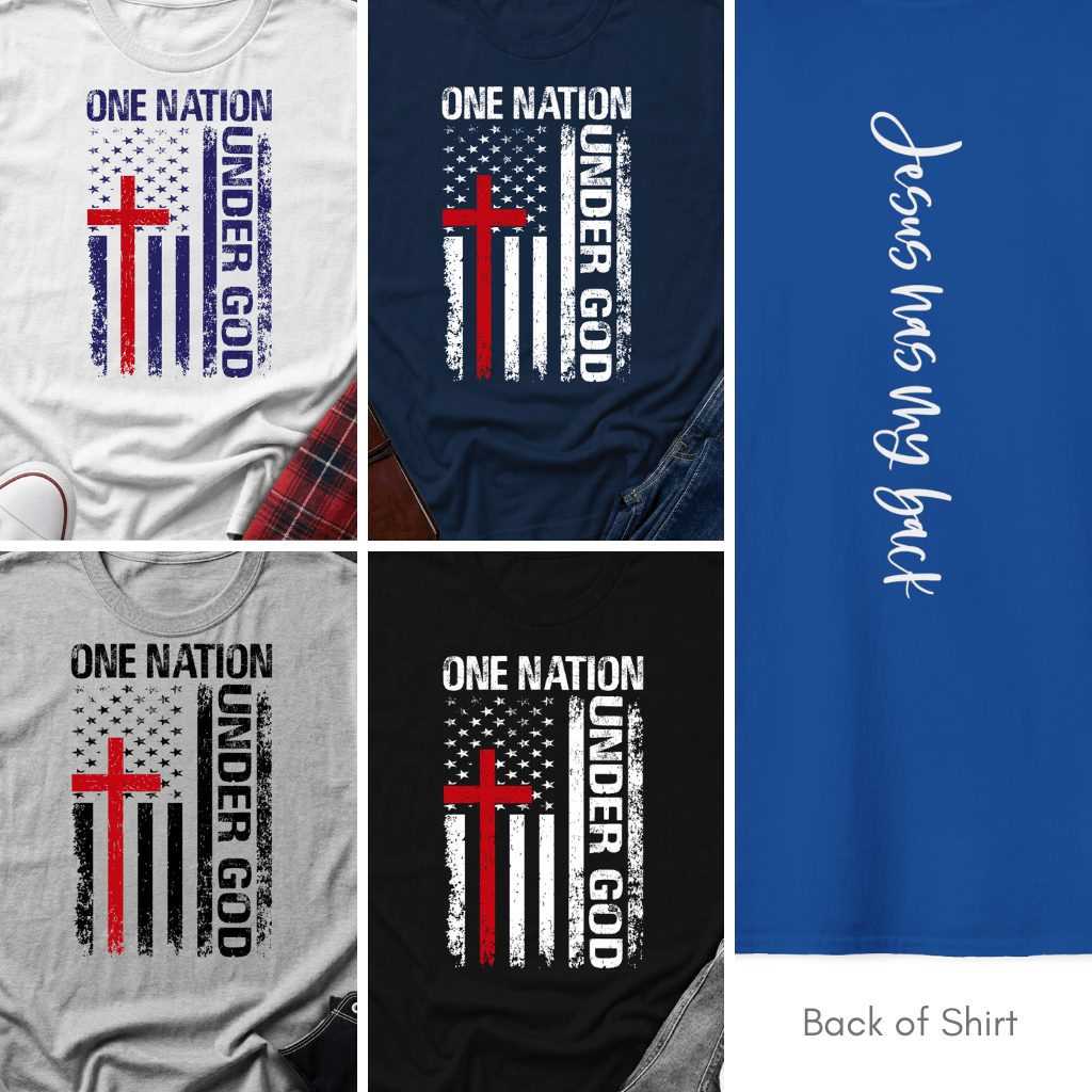 One Nation Under God / Jesus Has My Back Unisex T-shirt - 5 Colors - Sacred Stylz
