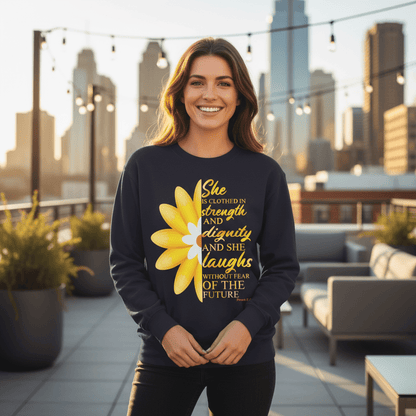She is Clothed in Strength - Champion Sweatshirt - 3 Colors - Sacred Stylz