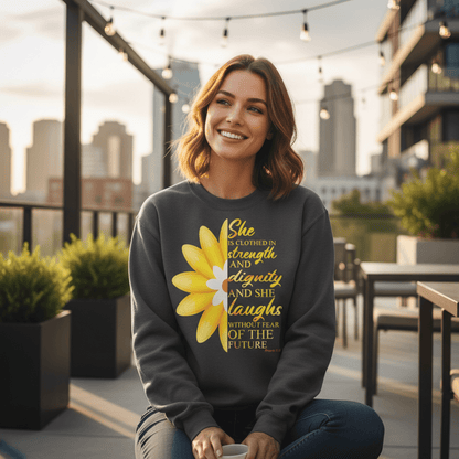 She is Clothed in Strength - Champion Sweatshirt - 3 Colors - Sacred Stylz
