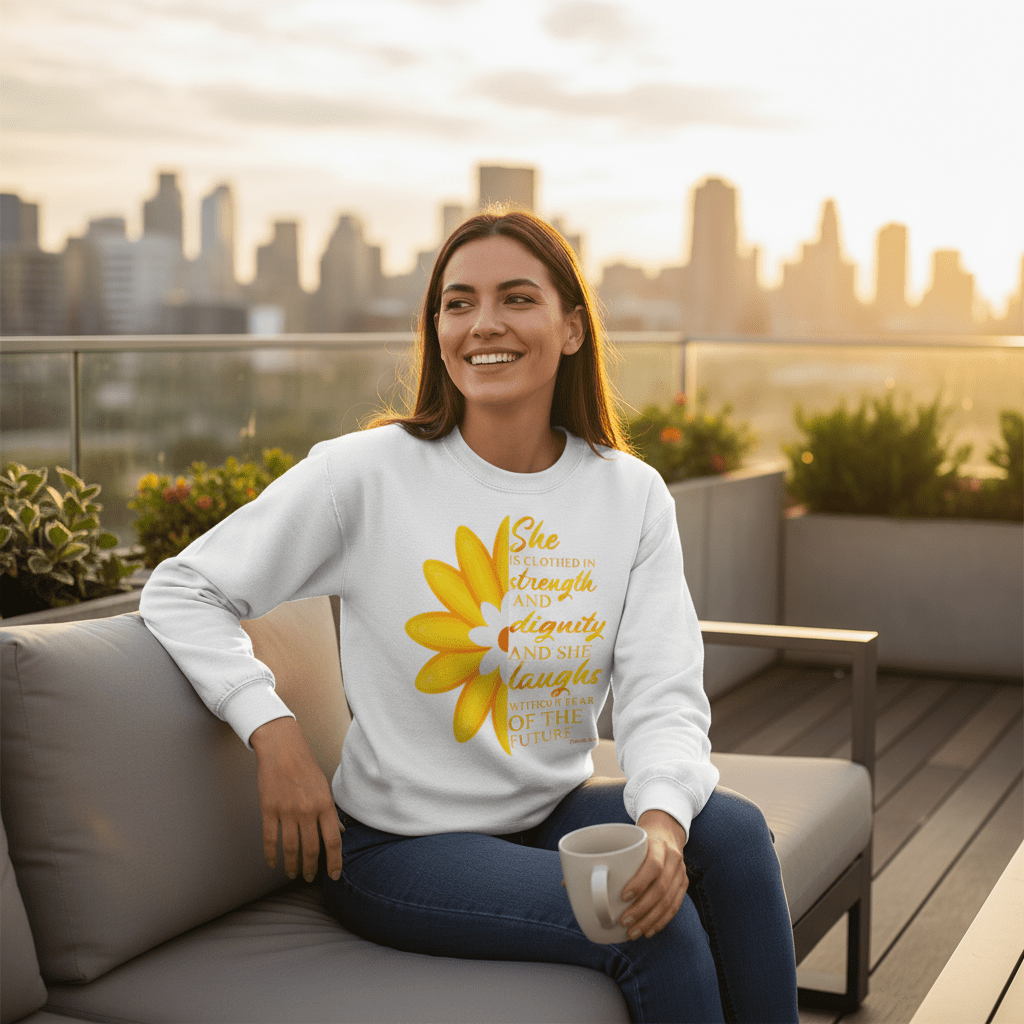She is Clothed in Strength - Champion Sweatshirt - 3 Colors - Sacred Stylz