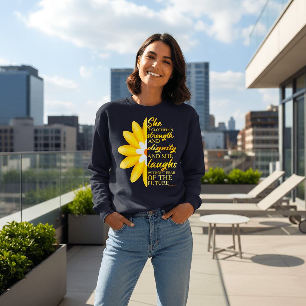 She is Clothed in Strength - Champion Sweatshirt - 3 Colors - Sacred Stylz