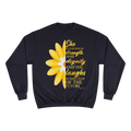 She is Clothed in Strength - Champion Sweatshirt - Sacred Stylz