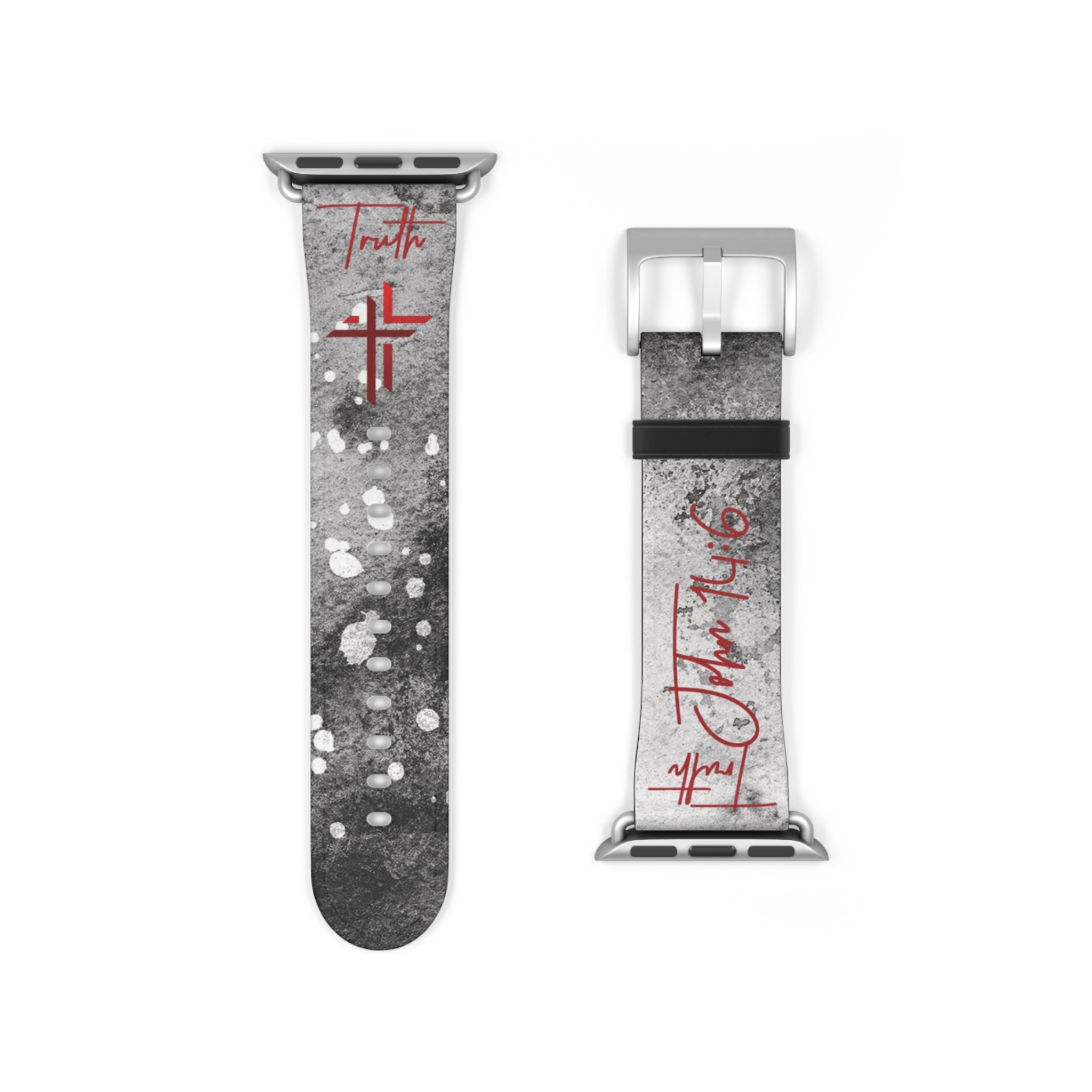 Truth John 14:6 Band for Apple Watch 38-41/42-45– Black & White | Faux Leather - Sacred Stylz