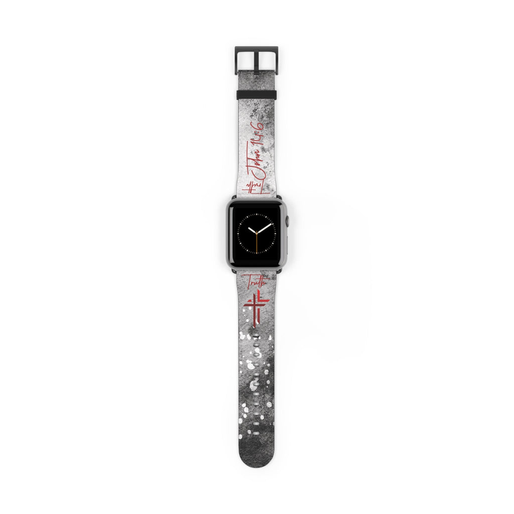 Truth John 14:6 Band for Apple Watch 38-41/42-45– Black & White | Faux Leather - Sacred Stylz