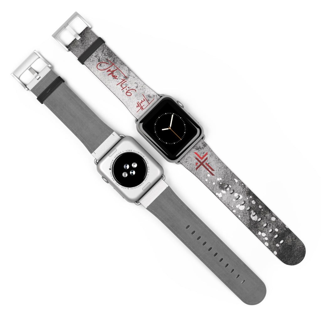 Truth John 14:6 Band for Apple Watch 38 - 41/42 - 45– Black & White | Faux Leather - Sacred Stylz