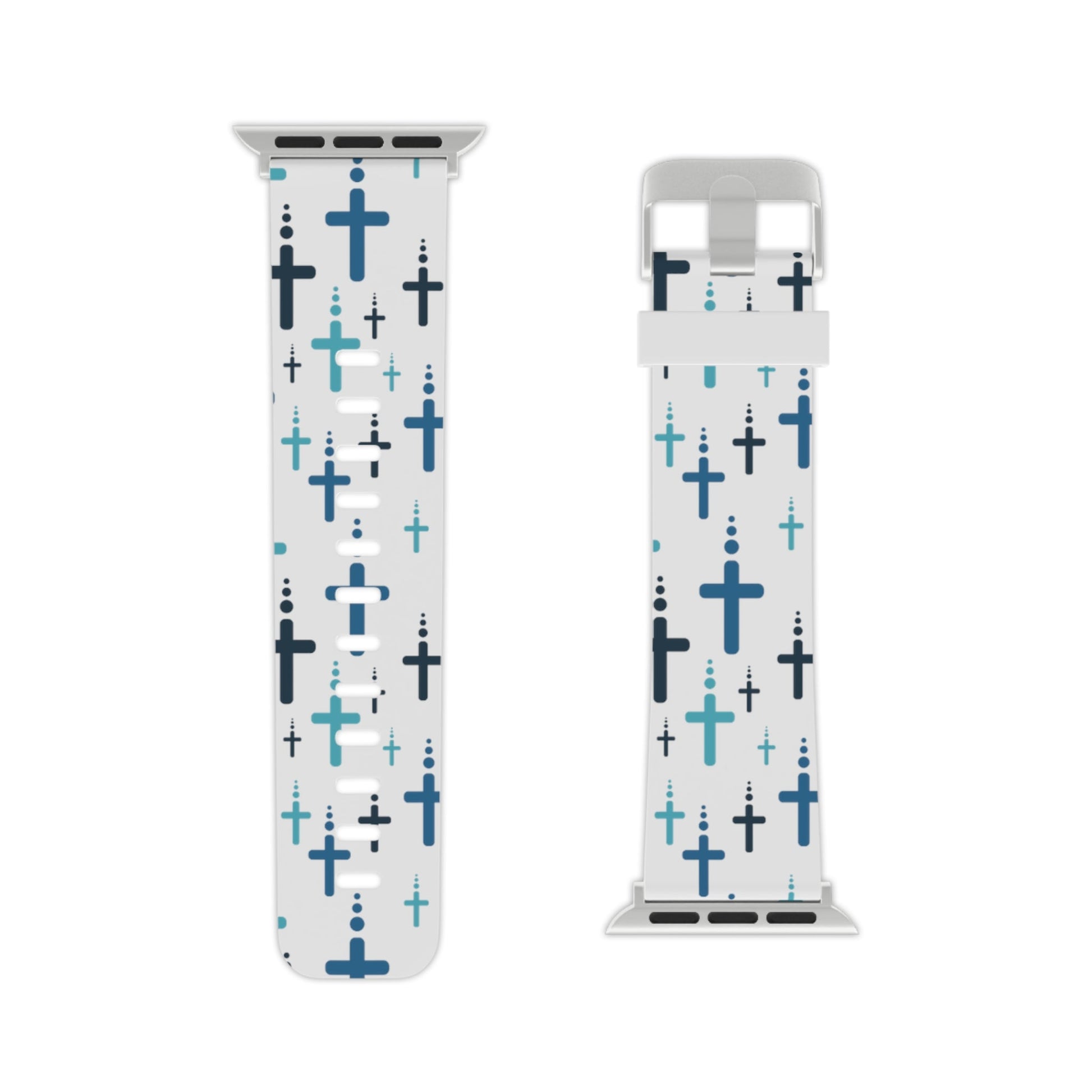 Watch Band for Apple Watch - Blue Crosses - White Thermo Blend - Sacred Stylz