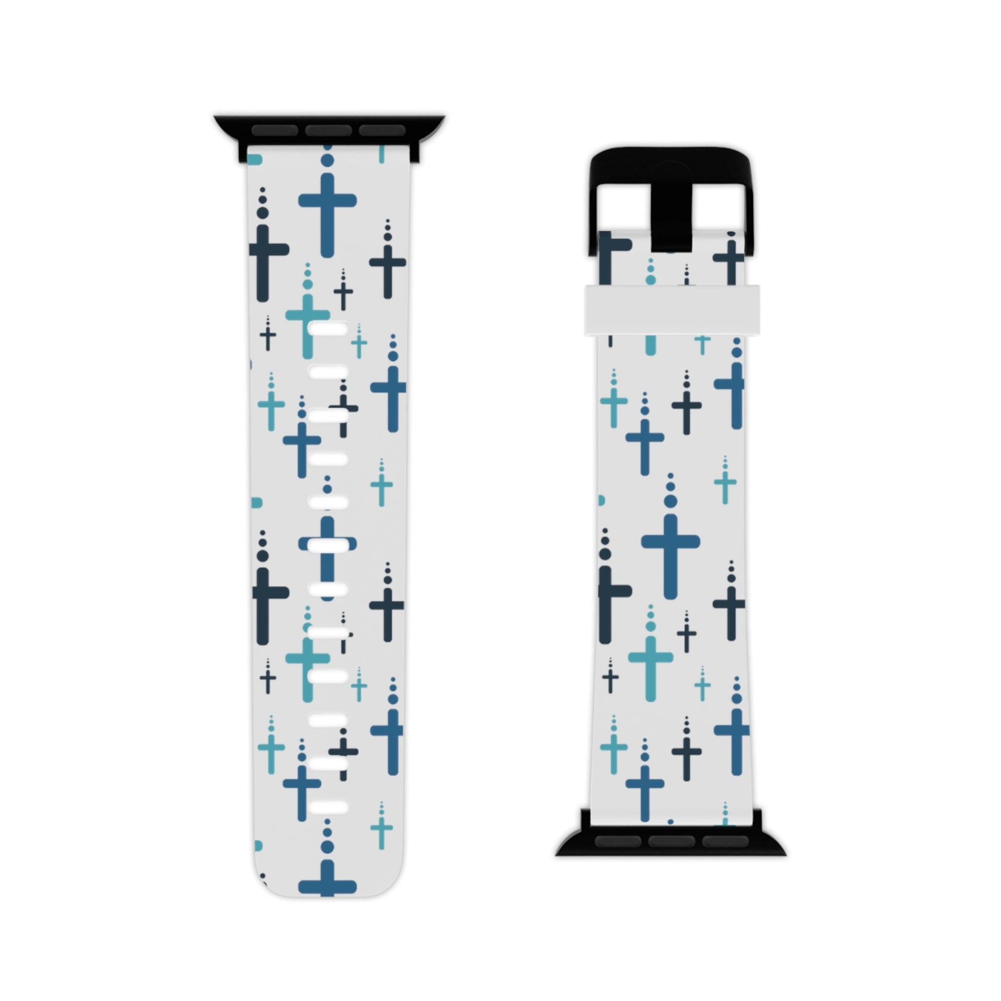 Watch Band for Apple Watch - Blue Crosses - White Thermo Blend - Sacred Stylz