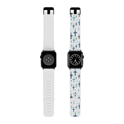 Watch Band for Apple Watch - Blue Crosses - White Thermo Blend - Sacred Stylz