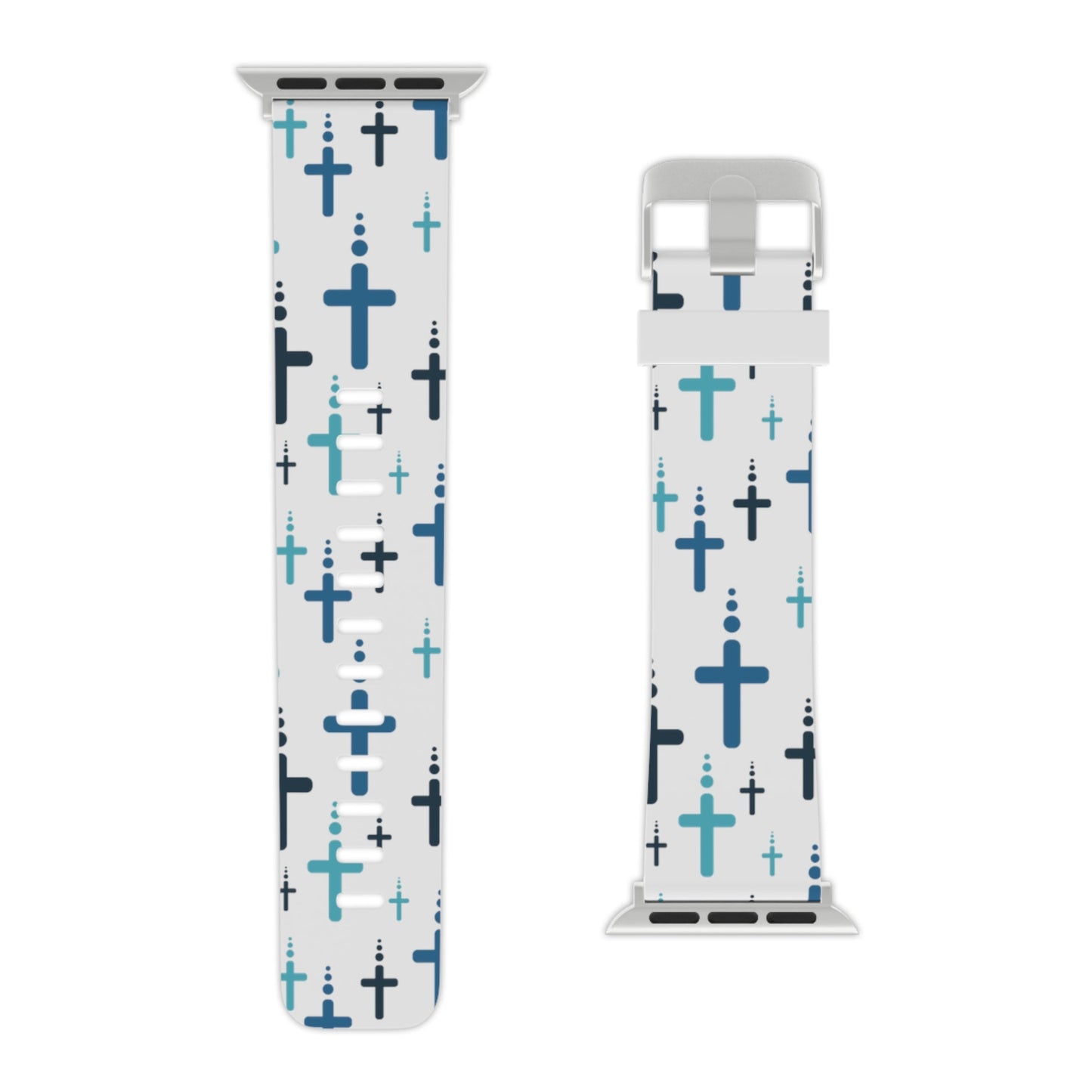 Watch Band for Apple Watch - Blue Crosses - White Thermo Blend - Sacred Stylz