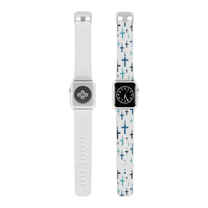 Watch Band for Apple Watch - Blue Crosses - White Thermo Blend - Sacred Stylz