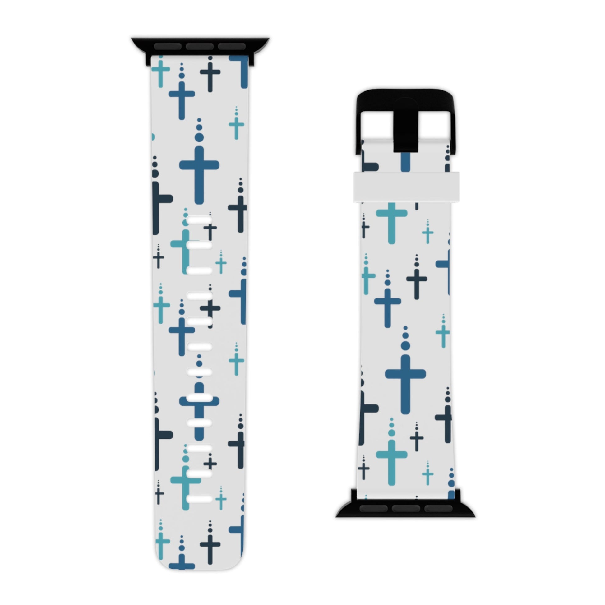 Watch Band for Apple Watch - Blue Crosses - White Thermo Blend - Sacred Stylz