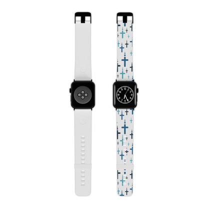 Watch Band for Apple Watch - Blue Crosses - White Thermo Blend - Sacred Stylz