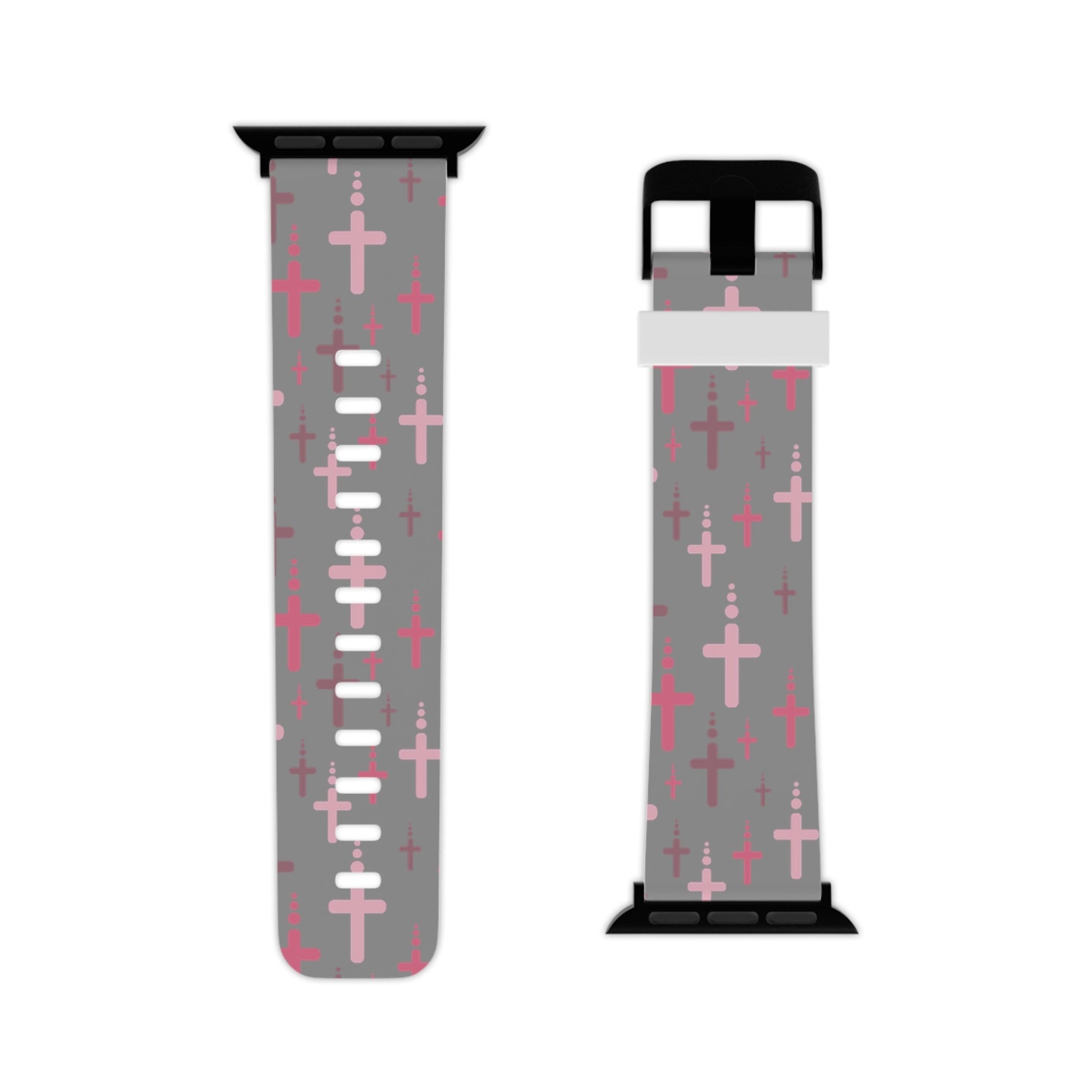 Watch Band for Apple Watch - Pink Crosses - Gray Thermo Blend - Sacred Stylz