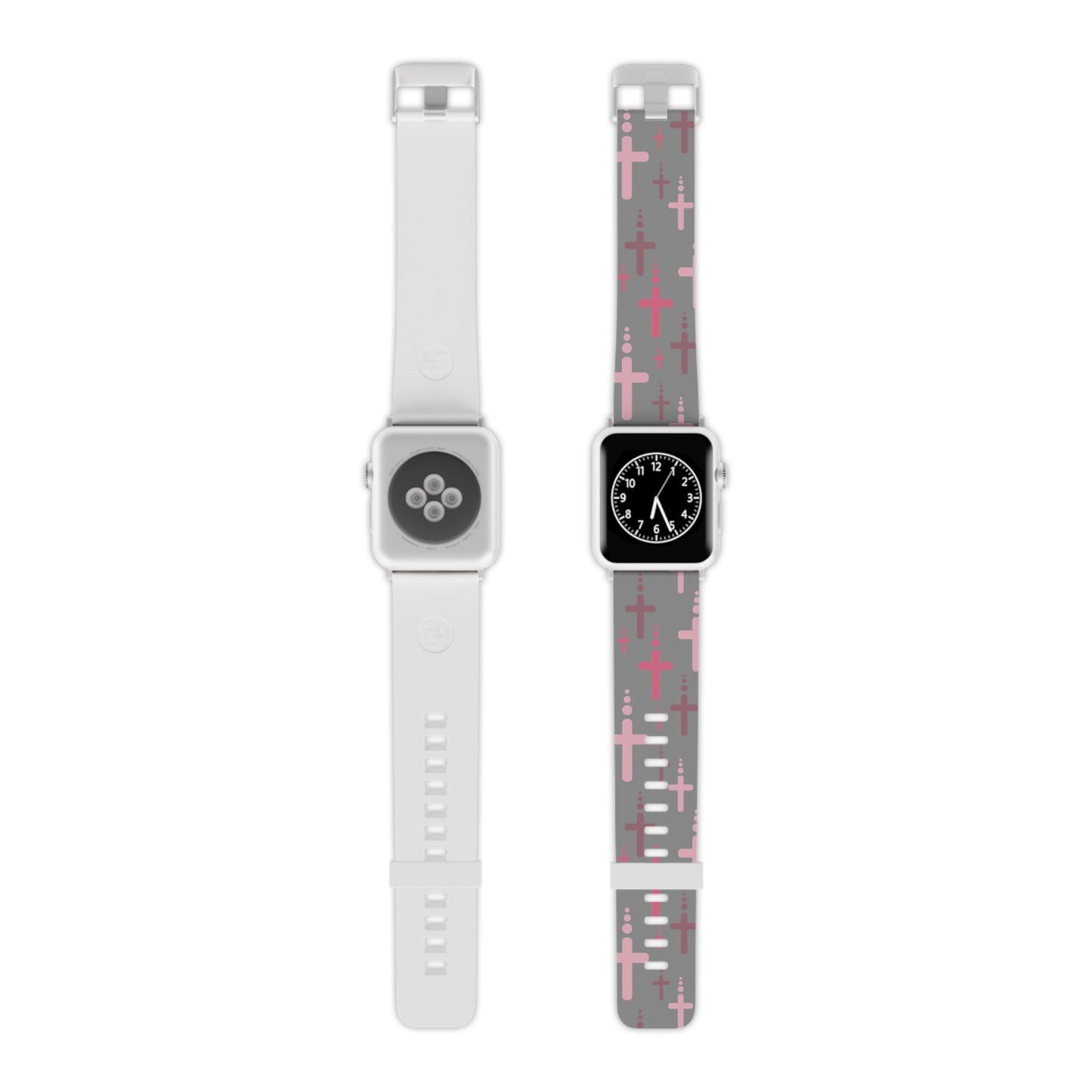 Watch Band for Apple Watch - Pink Crosses - Gray Thermo Blend - Sacred Stylz