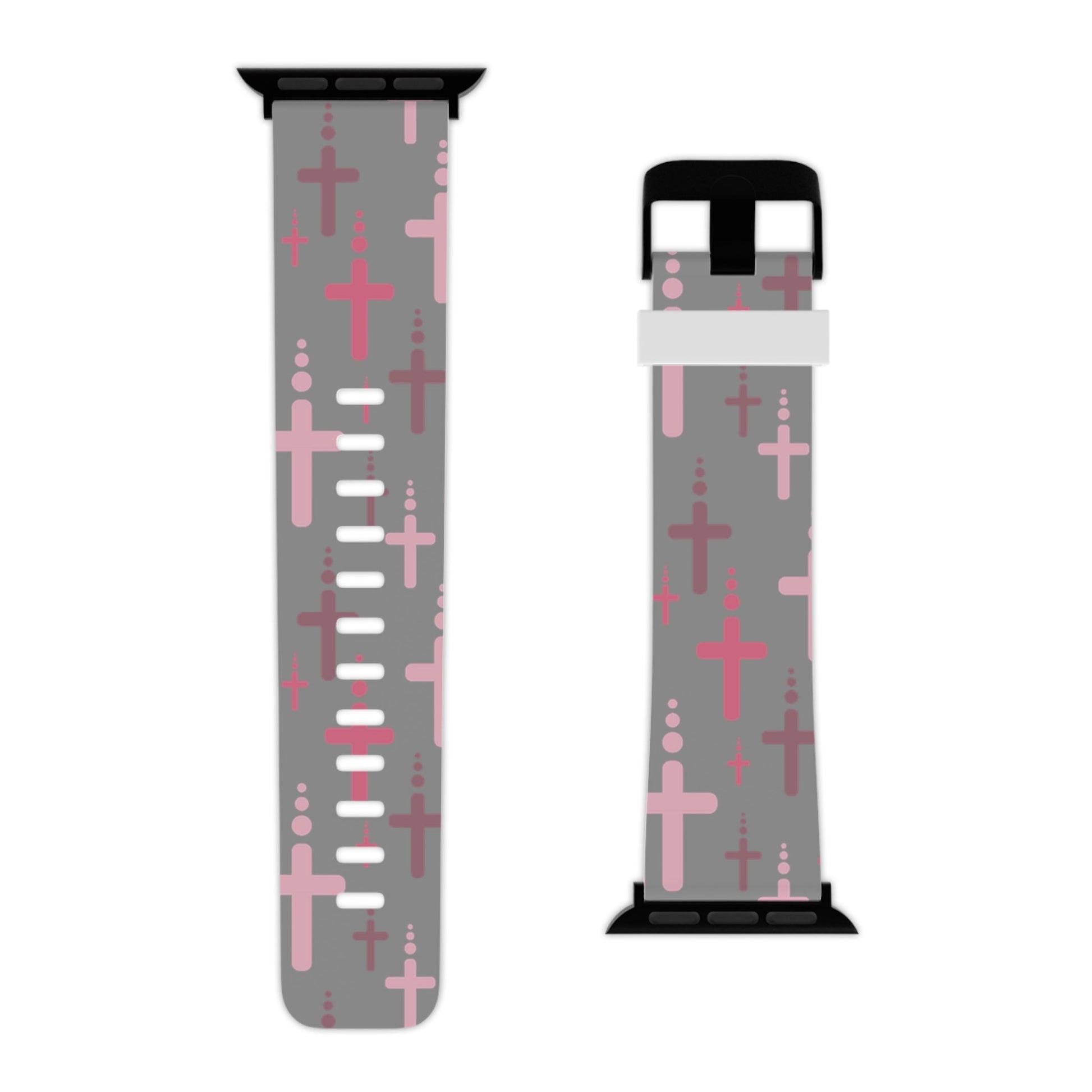 Watch Band for Apple Watch - Pink Crosses - Gray Thermo Blend - Sacred Stylz