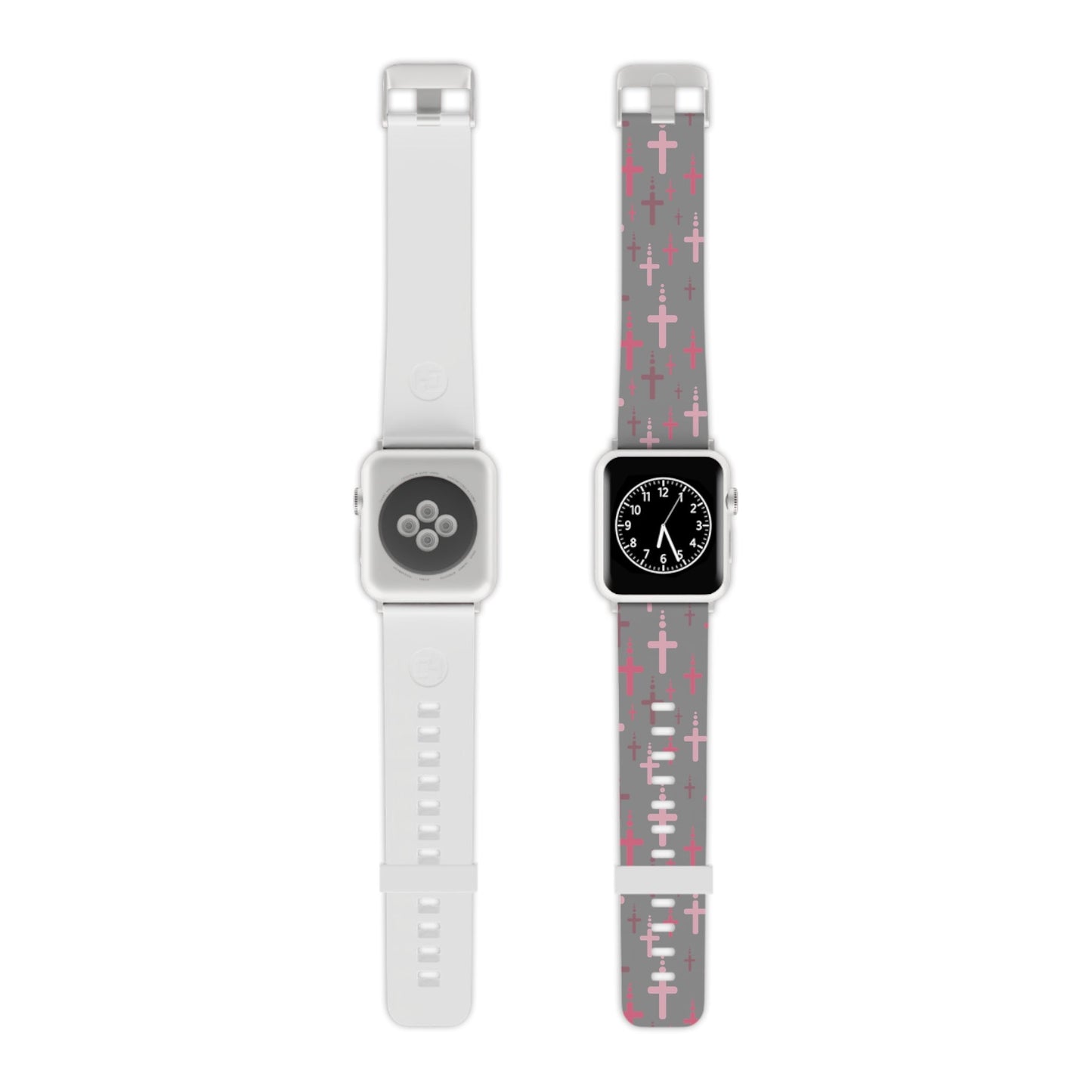 Watch Band for Apple Watch - Pink Crosses - Gray Thermo Blend - Sacred Stylz