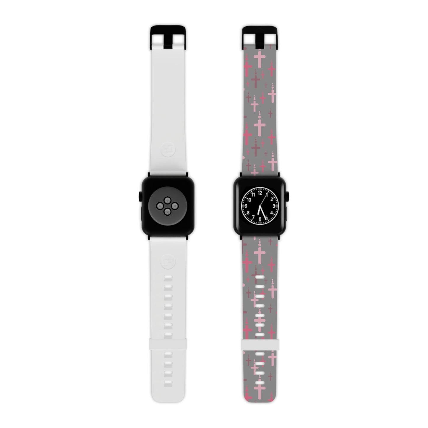 Watch Band for Apple Watch - Pink Crosses - Gray Thermo Blend - Sacred Stylz