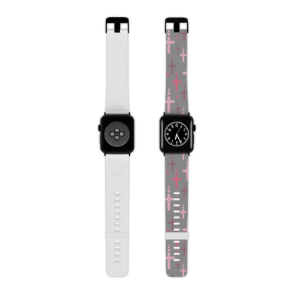 Watch Band for Apple Watch - Pink Crosses - Gray Thermo Blend - Sacred Stylz