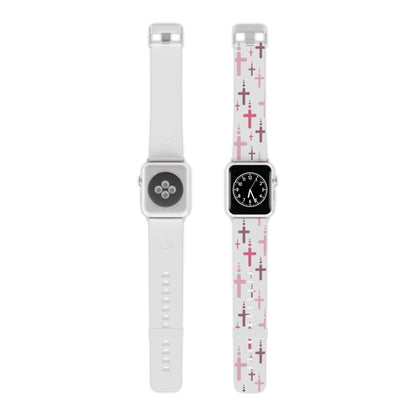 Watch Band for Apple Watch - Pink Crosses - White Thermo Blend - Sacred Stylz