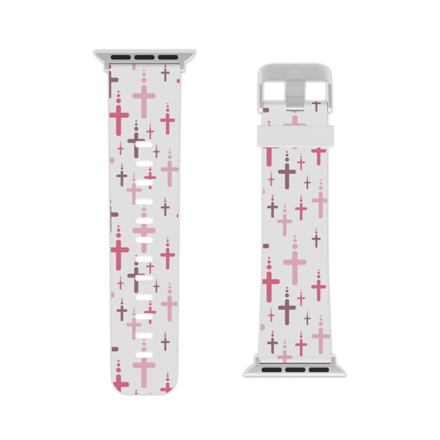 Watch Band for Apple Watch - Pink Crosses - White Thermo Blend - Sacred Stylz