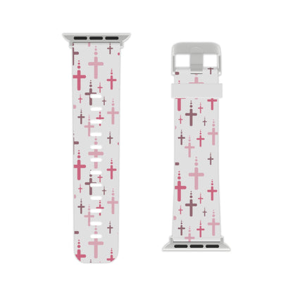 Watch Band for Apple Watch - Pink Crosses - White Thermo Blend - Sacred Stylz