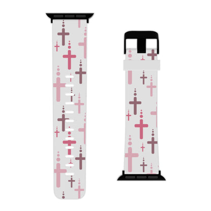 Watch Band for Apple Watch - Pink Crosses - White Thermo Blend - Sacred Stylz